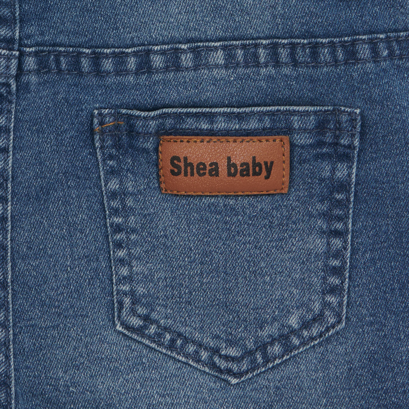 Shea Baby Toddler Girl's Distressed Denim Overall Shorts  - Image 1