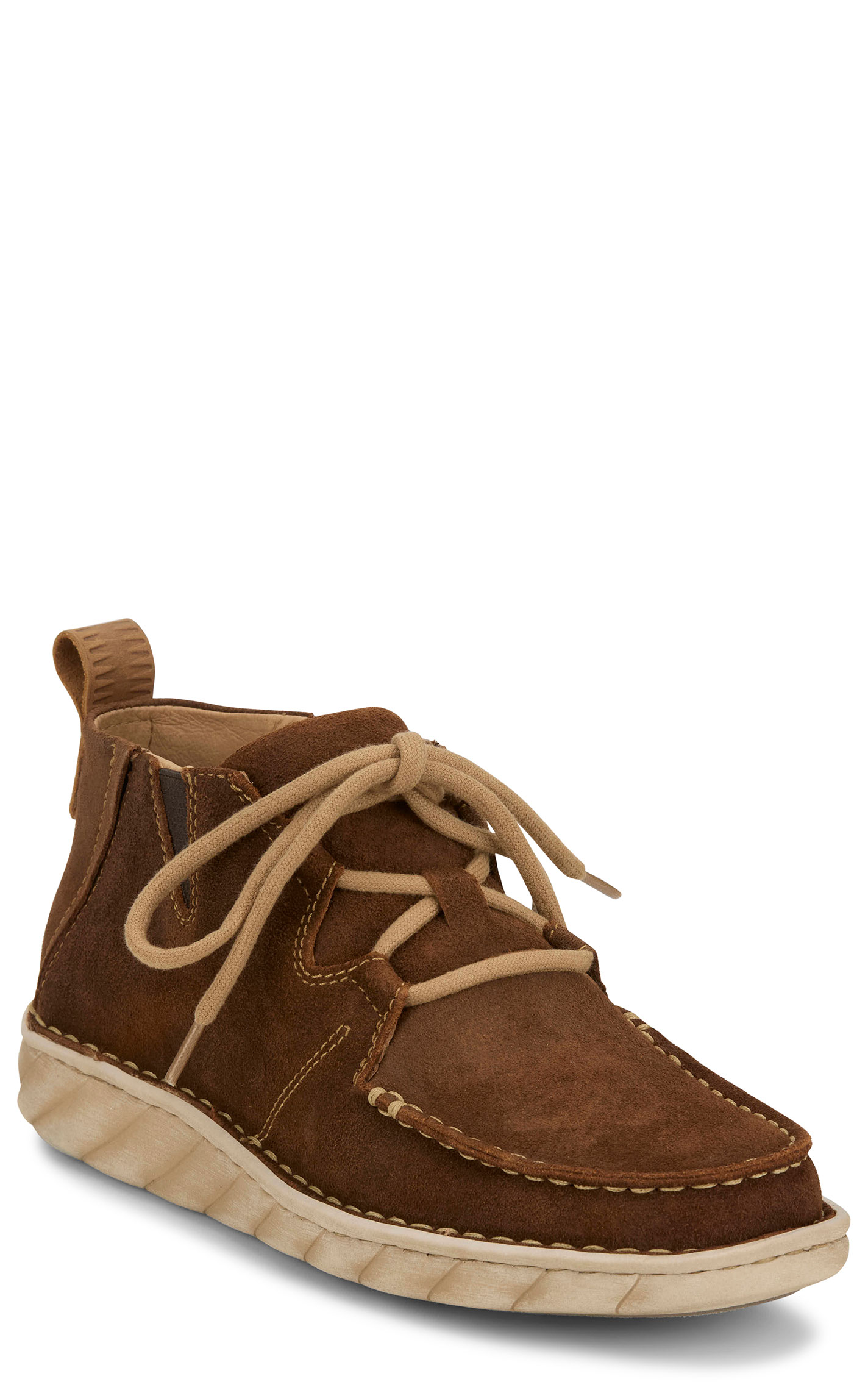 Tony Lama Men’s Cognac Suede Estancia Laced Moc Toe Casual Shoes - Image 1