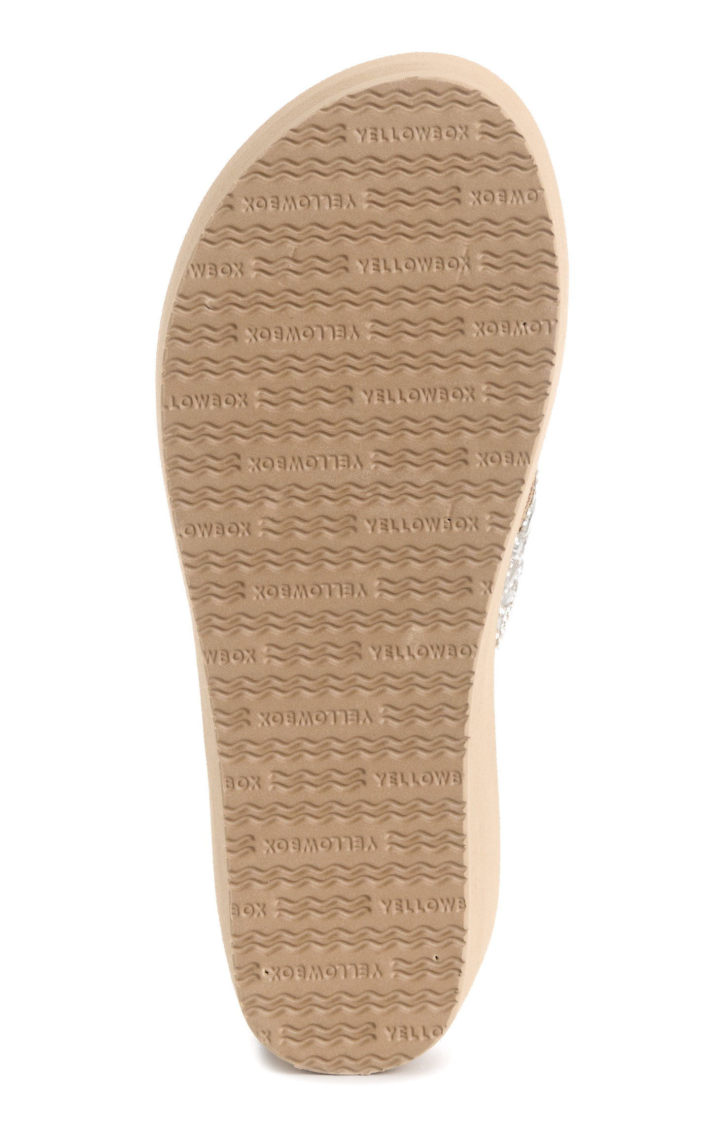Yellow Box Ladies’ Taupe Enola Bling Wedge Flip Flops - Image 1