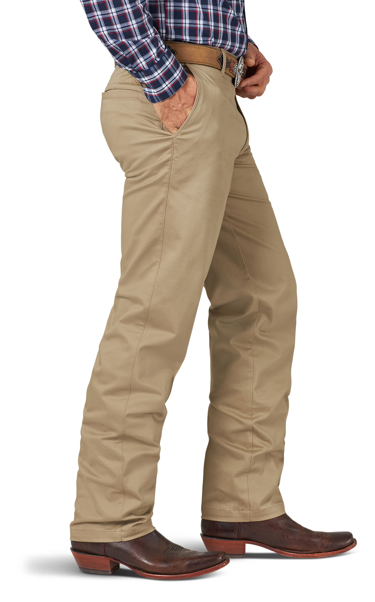 Wrangler Men's Khaki Flat Front Relaxed Fit Wrinkle Resistant Casual Pants - Image 1