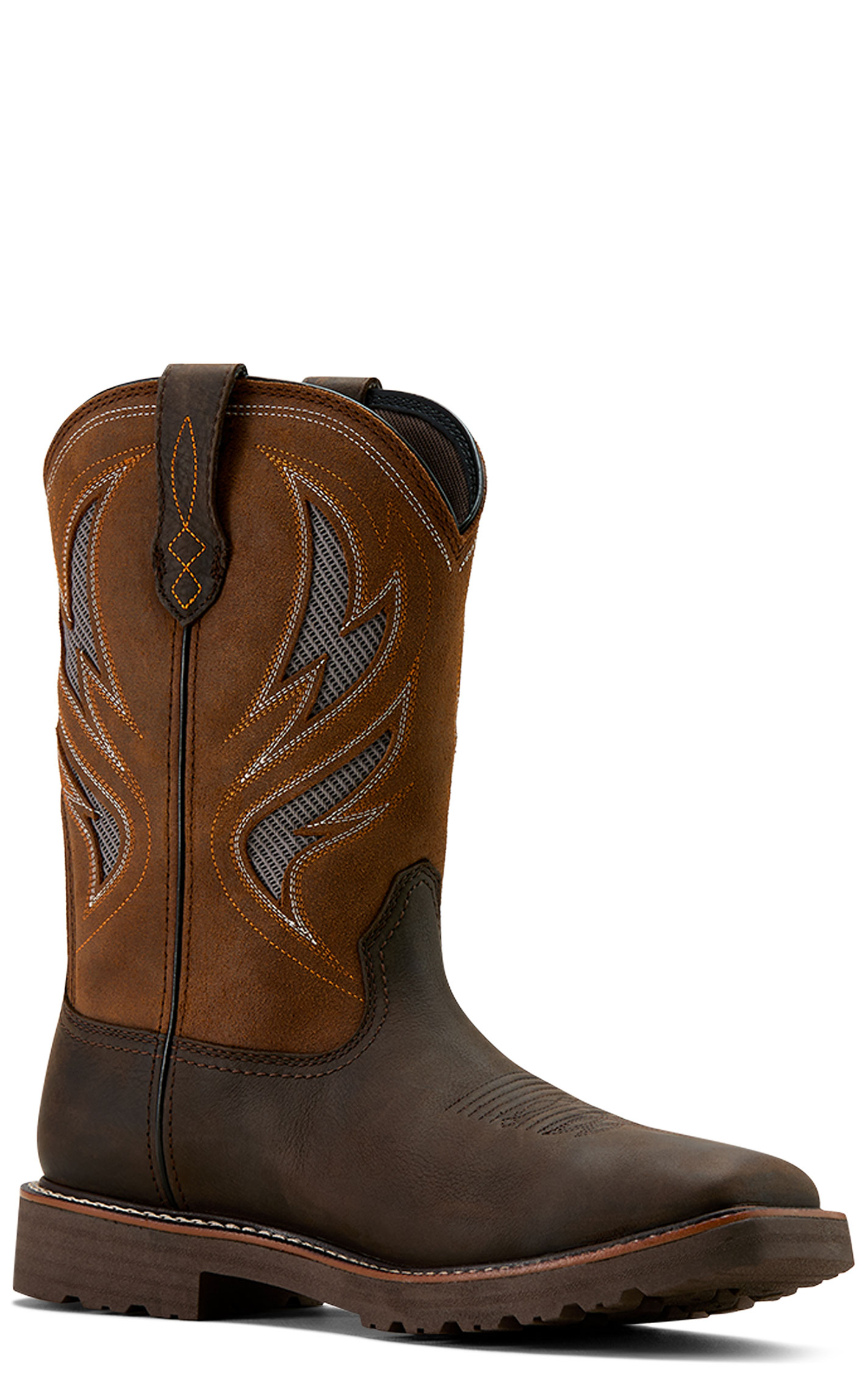 Ariat Men's Activator Dark Brown Waterproof Wide Square Soft Toe Work Boots - Image 1