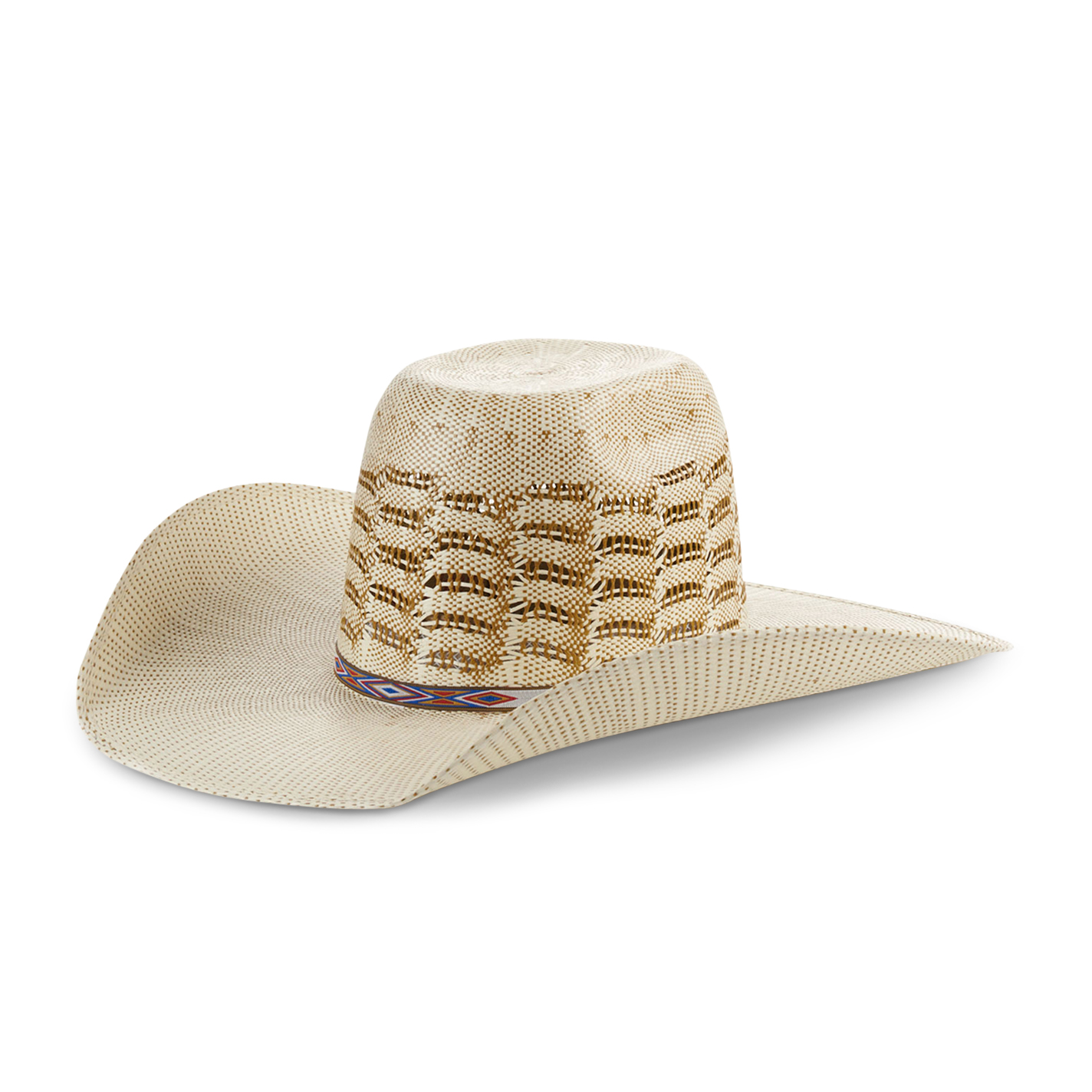 Rafter C Men's Ivory and Brown StackWeave Punchy Bangora Straw Cowboy Hat - Image 1