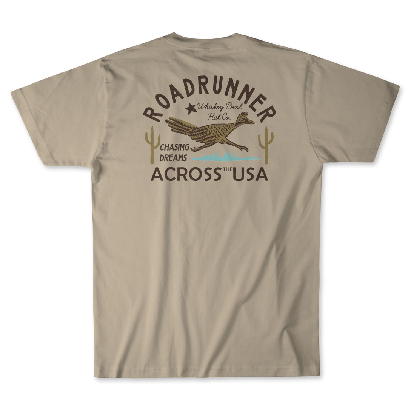 Whiskey Bent Hat Co. Men's Khaki Roadrunner Graphic T-Shirt - Image 1