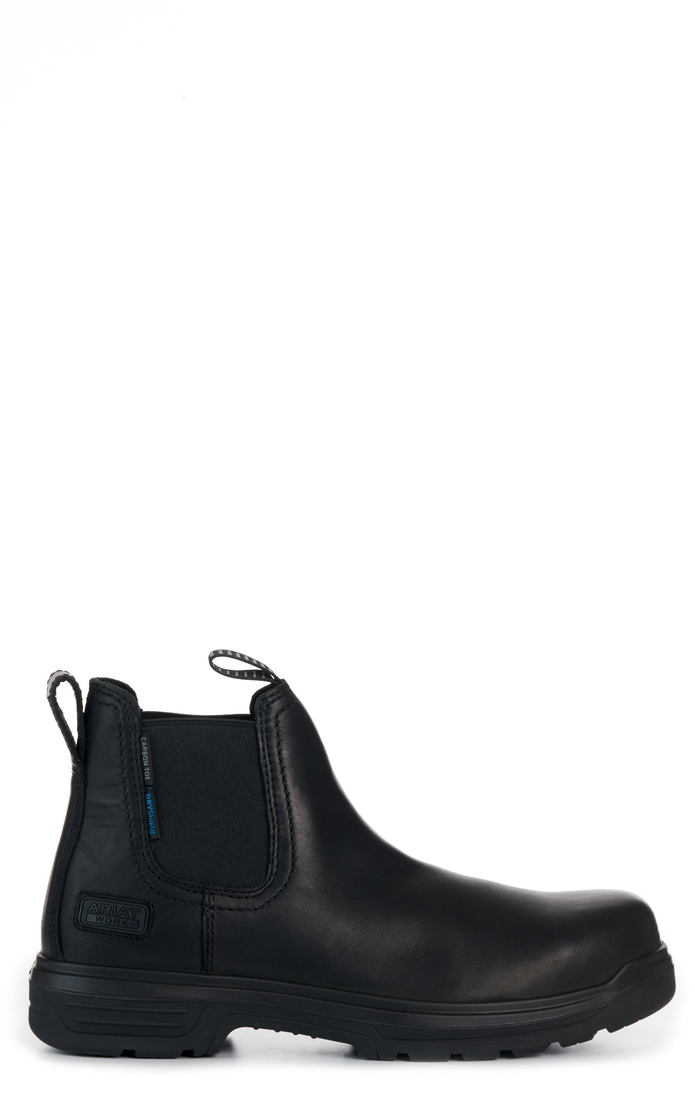 Ariat Men’s Turbo Black Waterproof Round Carbon Toe Chelsea Work Boots - Image 1