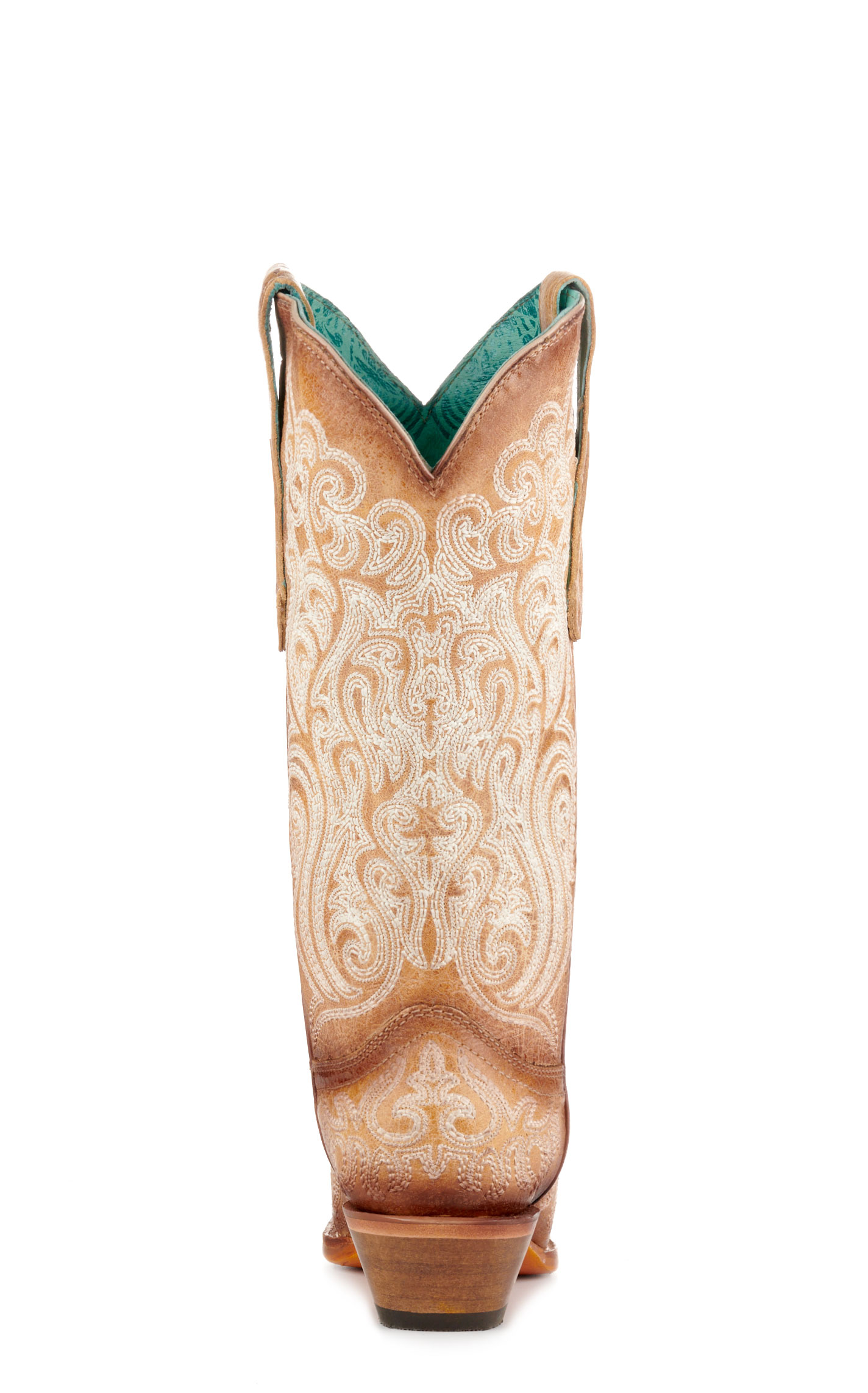 Corral Women's Straw Brown with Luminescent Embroidery Snip Toe Cowboy Boots - Image 1