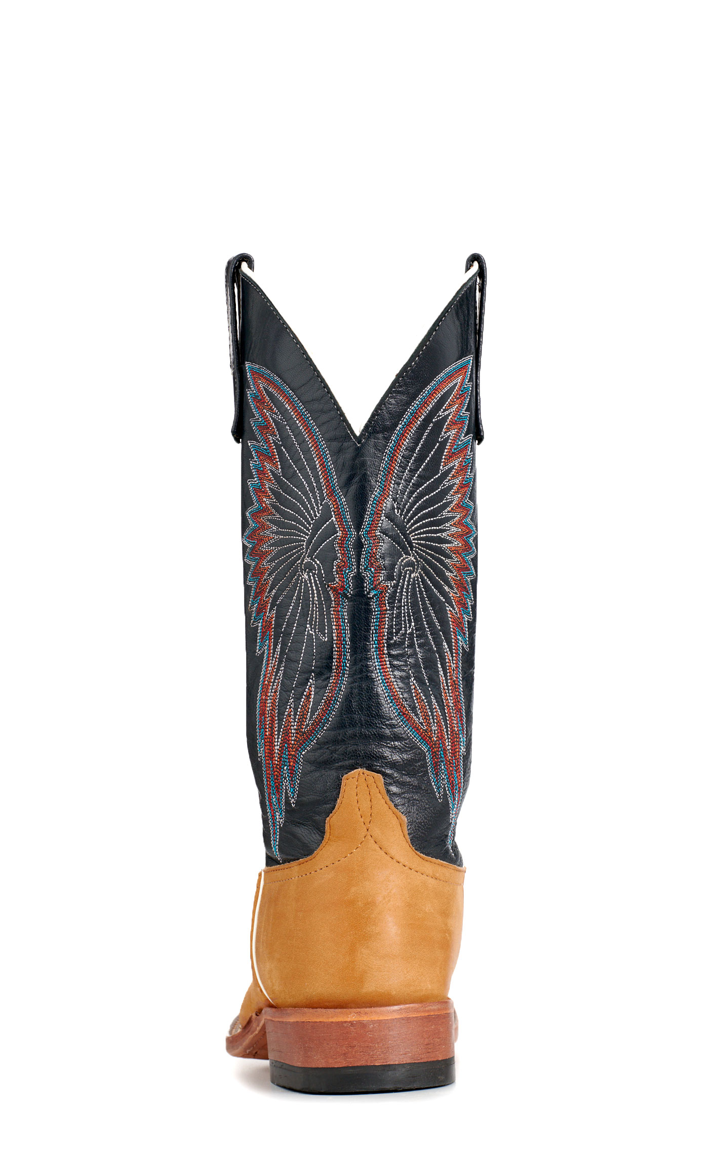 Anderson Bean Men's Crazy Horse Rust & Navy Kidskin Wide Square Toe Cowboy Boots - Image 1