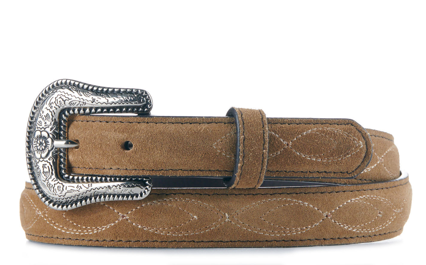 Cavender's Women's Bentley Toasty Tortilla Suede Stitched Belt  - Image 1