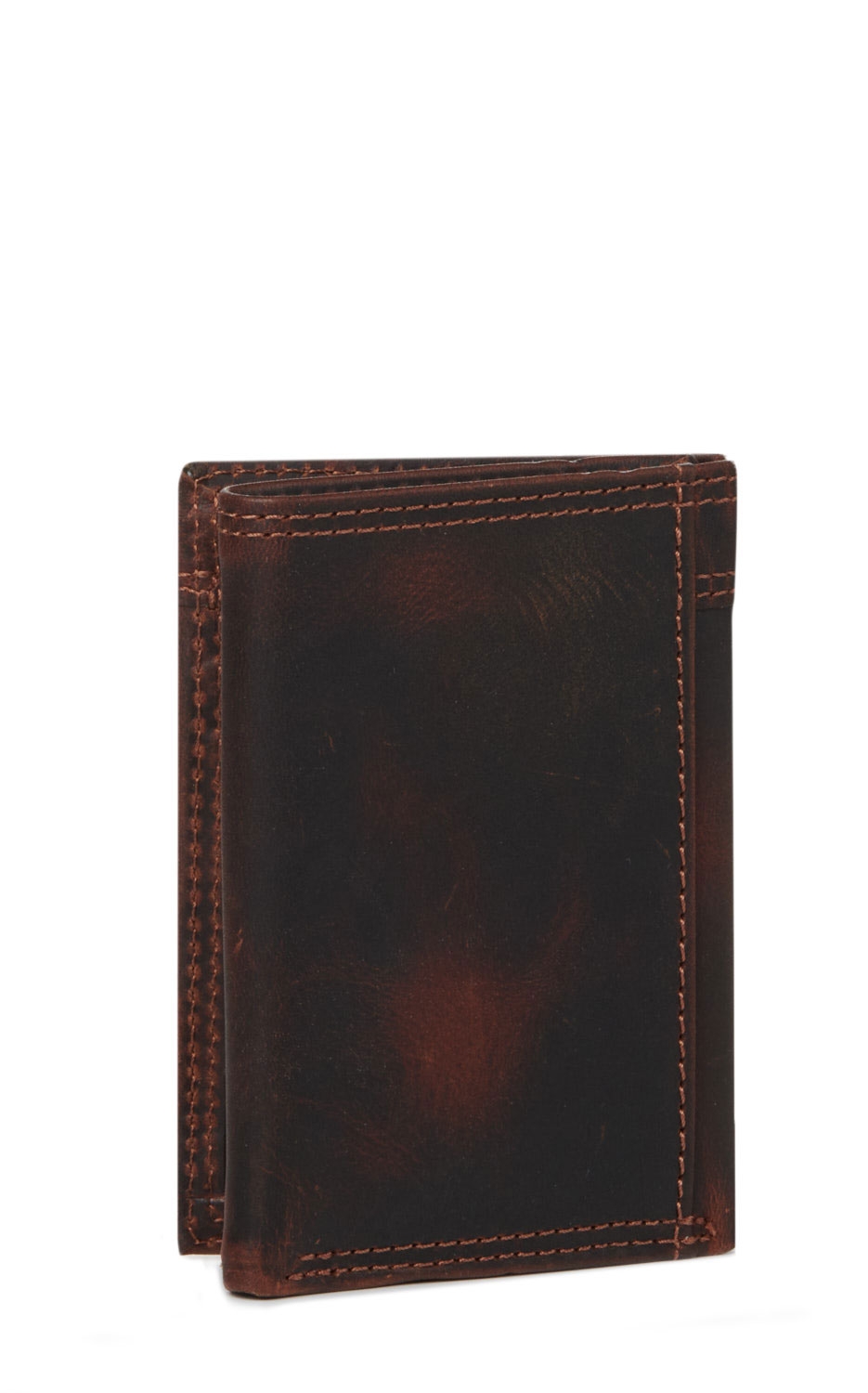 Ariat Men's Brown Center Seam Leather Tri-Fold Wallet - Image 1