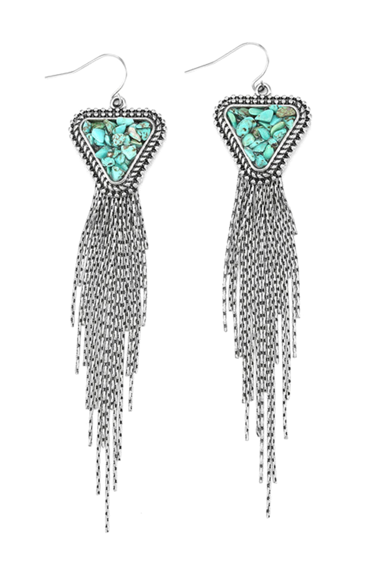 Cowgirl Confetti Turquoise & Silver Mountain Echoes Earrings - Image 1