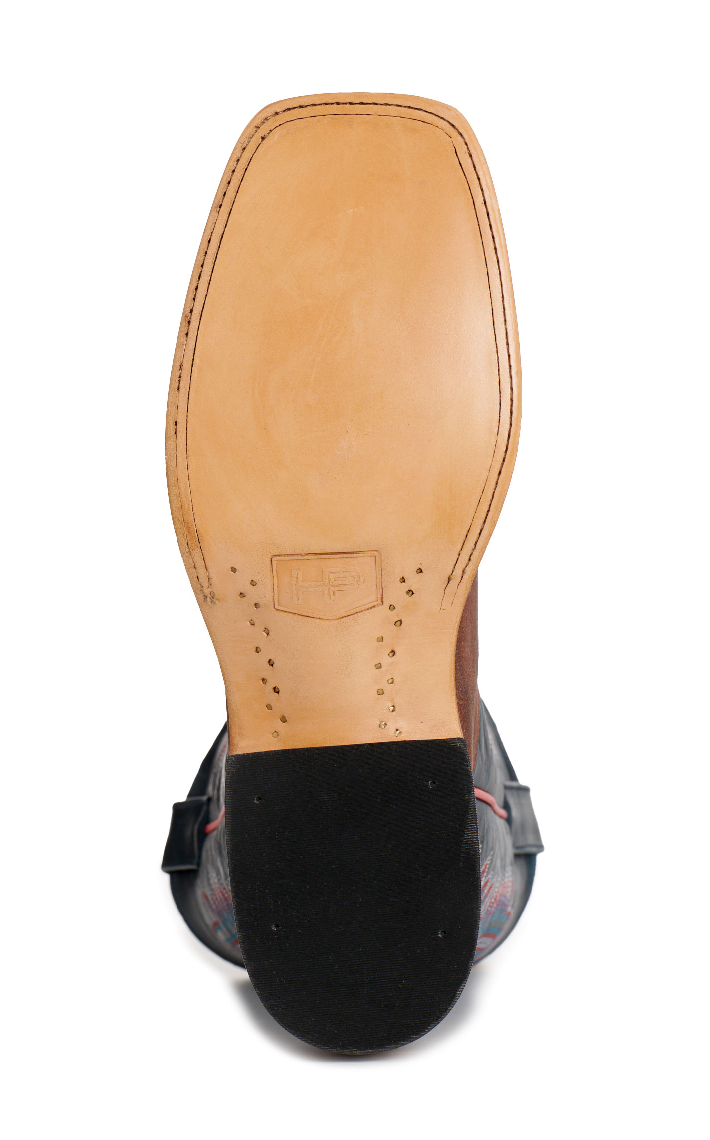 Anderson Bean Men's Horsepower Distressed Tobacco & Blue Wide Square Toe Cowboy Boots - Image 1