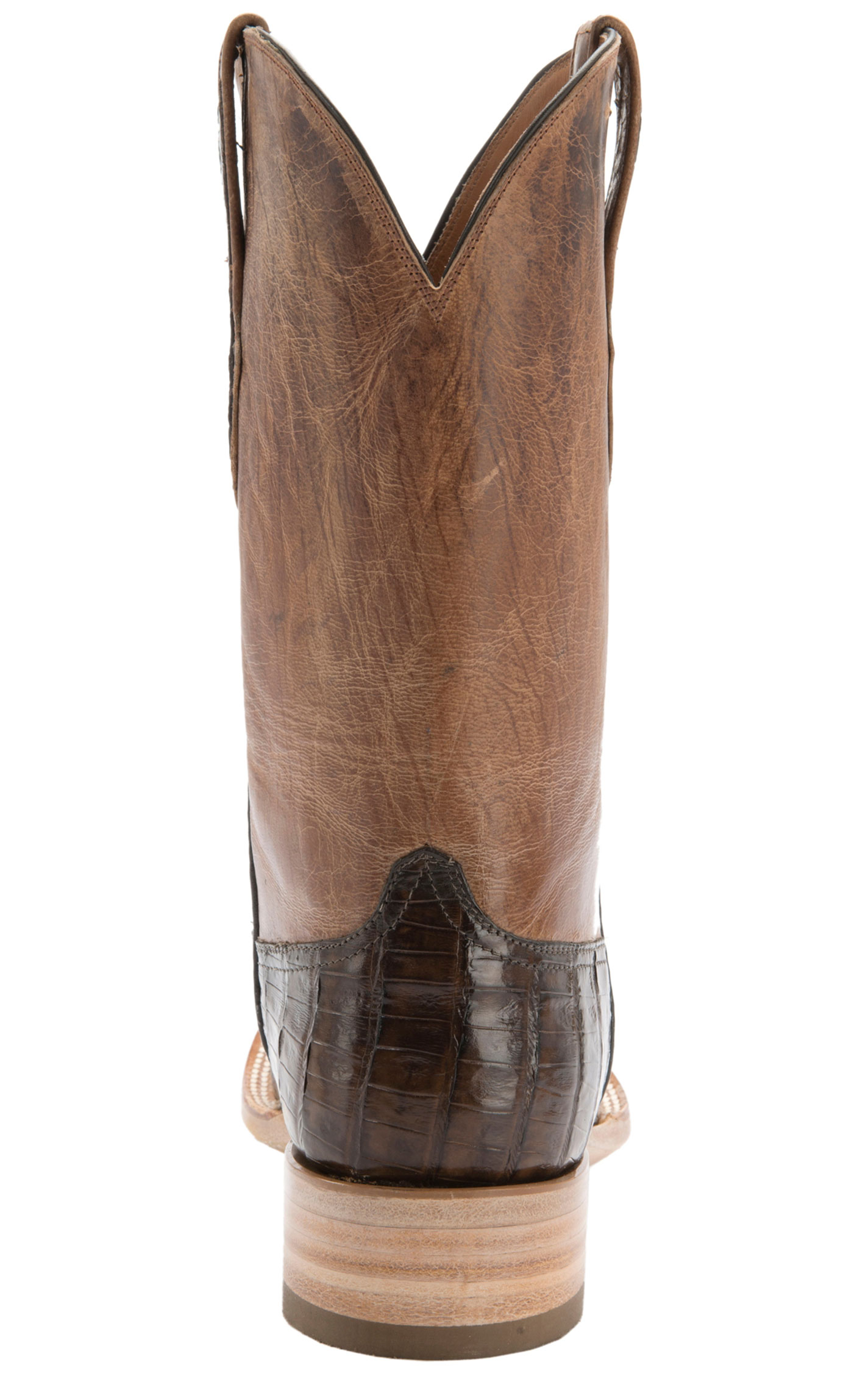 Black Jack Men's Chocolate Gator and Tan Goat Maddog Square Toe Exotic Cowboy Boots - Image 1