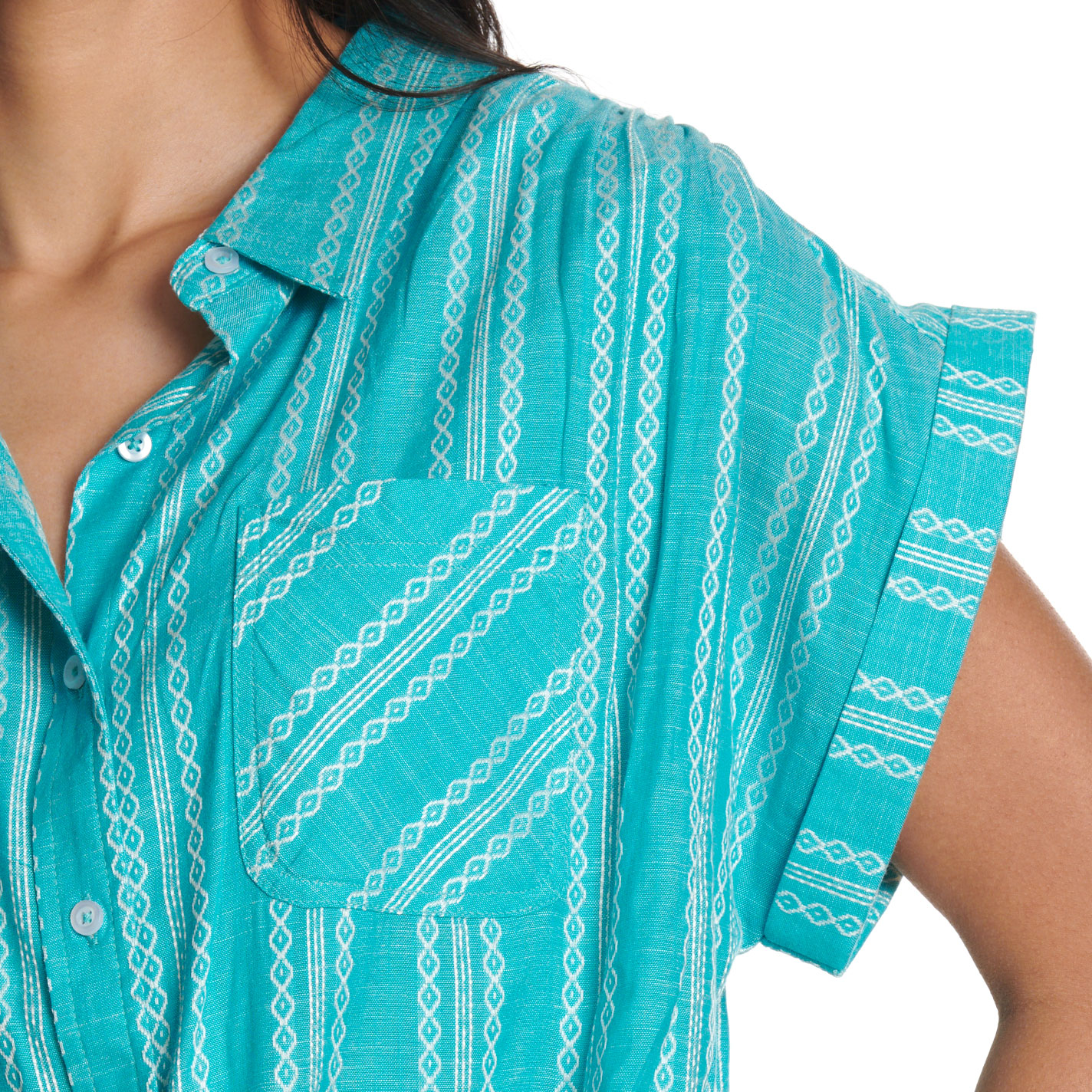 Cotton & Rye Women's Turquoise & White Embroidered Top - Image 1