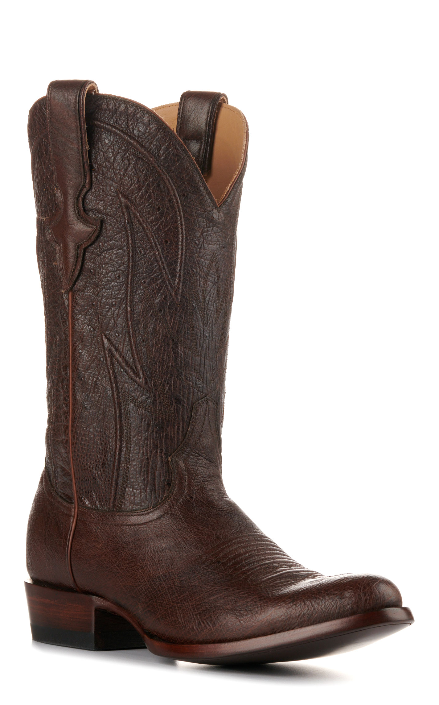 JRC & Sons Men's Cooper Smooth Quill Ostrich Round Toe Exotic Cowboy Boot in Antique Chocolate - Image 1
