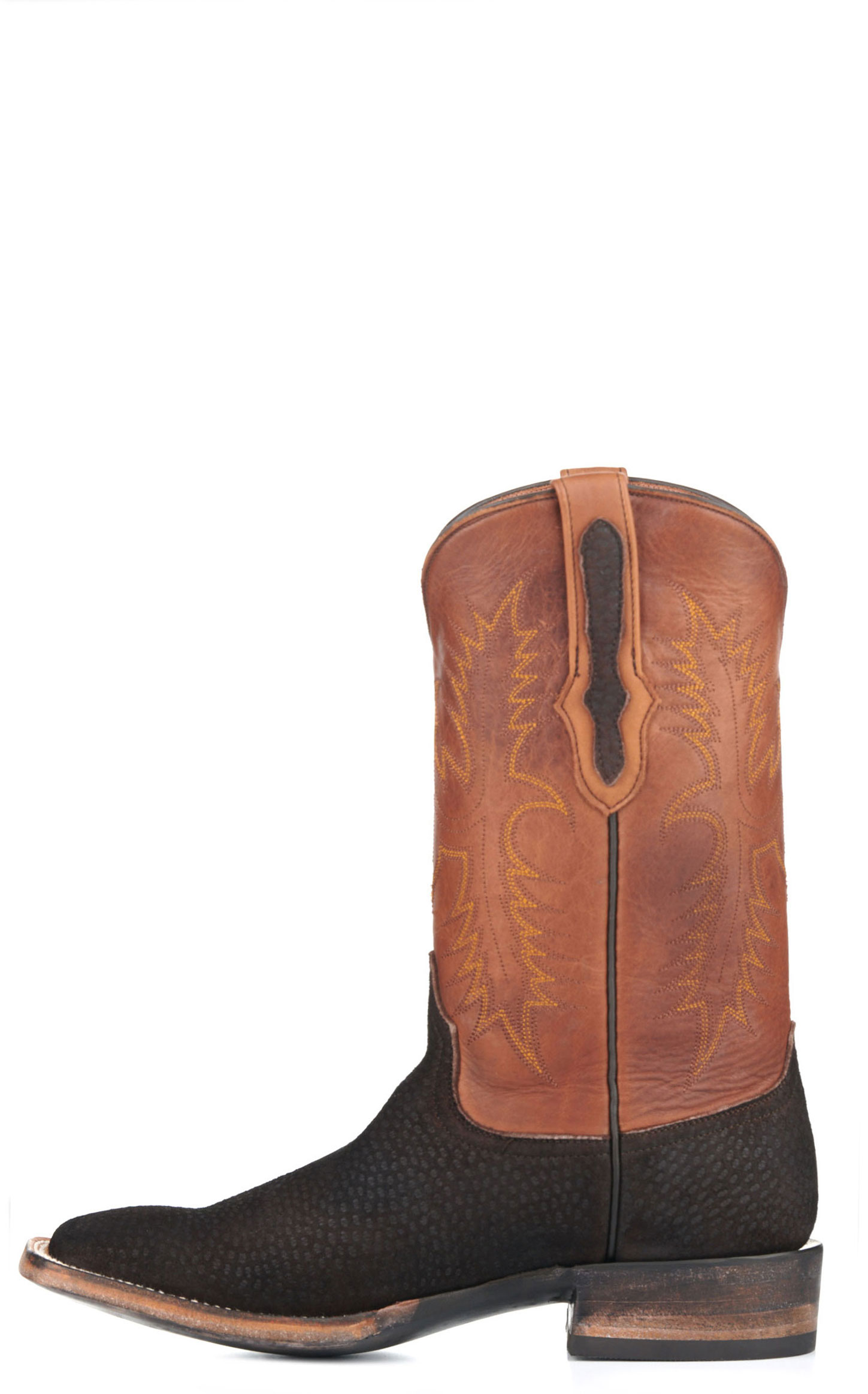 Black Jack Men's Burnished Peanut and Chocolate Capybara Wide Square Toe Exotic Cowboy Boots - Image 1