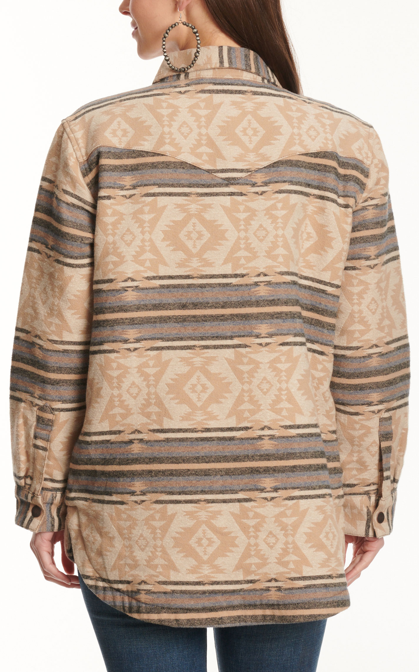 Wrangler Retro Women's Latte Aztec Print Jacquard Shacket - Image 1