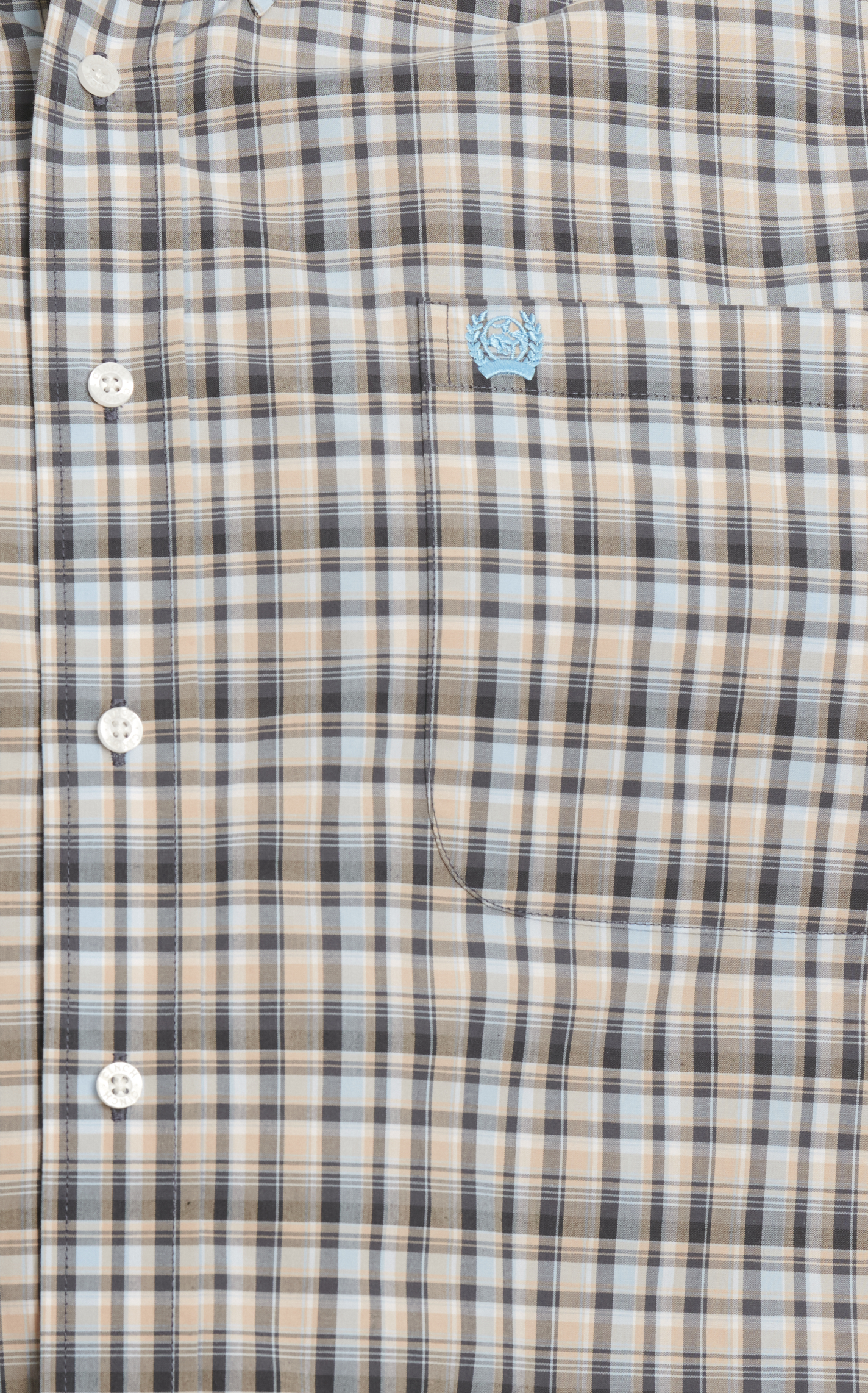 Cinch Men's Pale Blue Latte & Black Plaid Western Shirt - Image 1