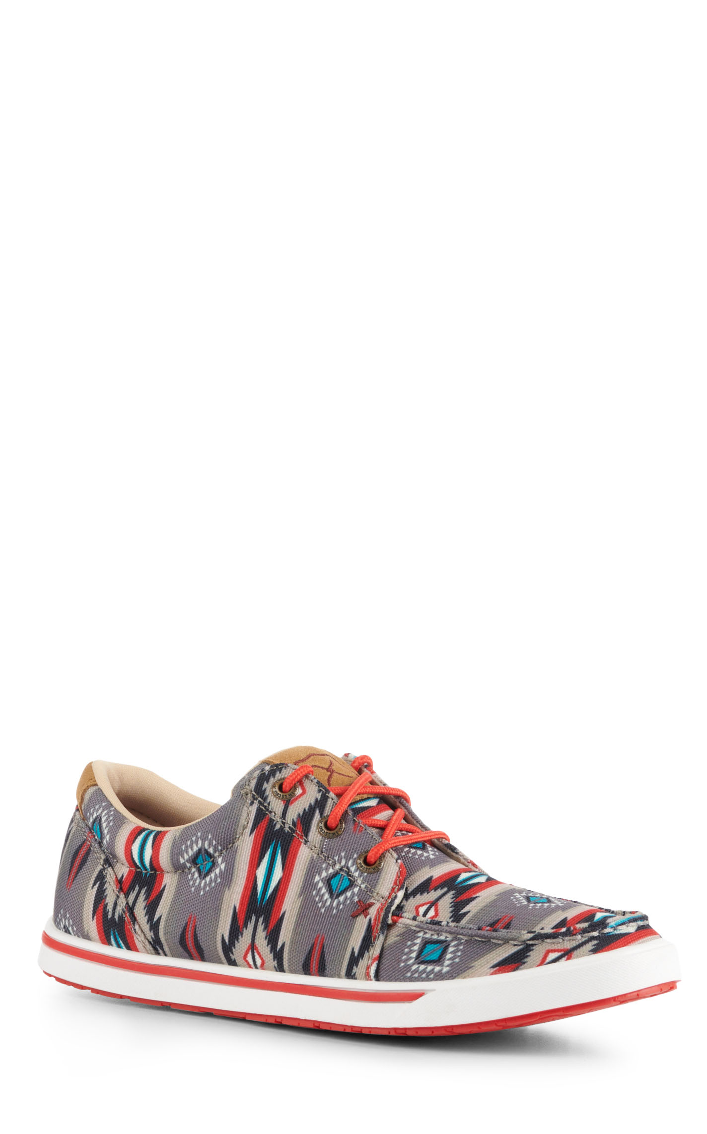 Twisted X Women's Kicks Red and Gray Aztec Print Lace Up Casual Shoes - Image 1