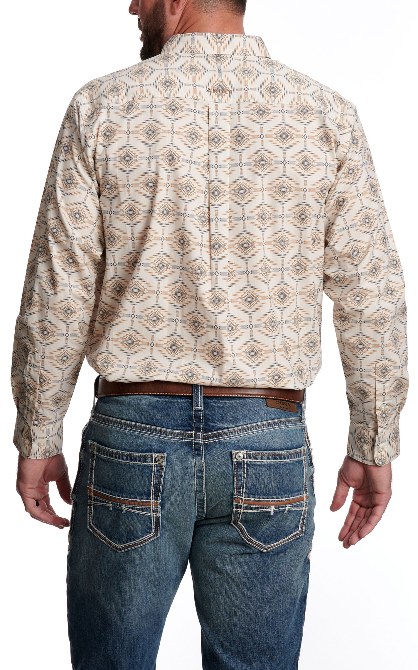 Ariat Men's Weldon White & Toasty Sand Aztec Print Western Shirt - Image 1
