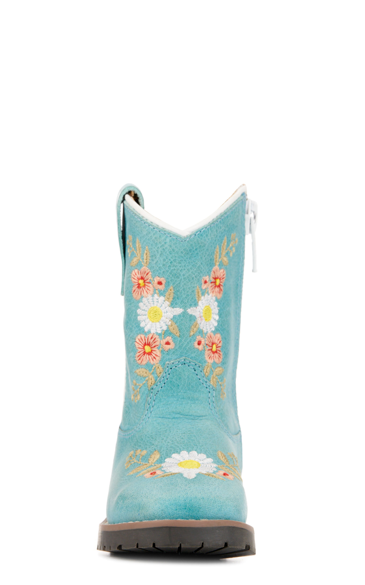 Smoky Mountain Toddler's Autry Turquoise with Floral Embroidery Wide Square Toe Cowboy Boots - Image 1