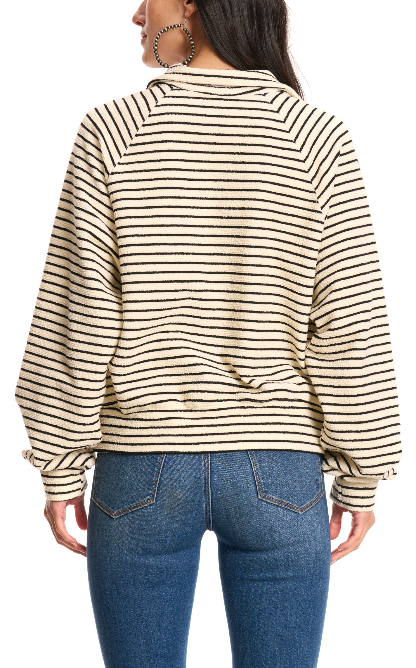 HYFVE Women's Black & White Stripe Pullover - Image 1