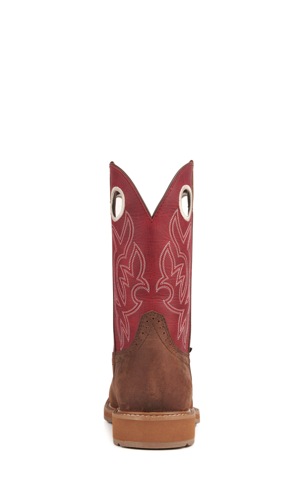 Justin Men's All Around Walnut Brown and Red Square Steel Toe Work Boots - Image 1