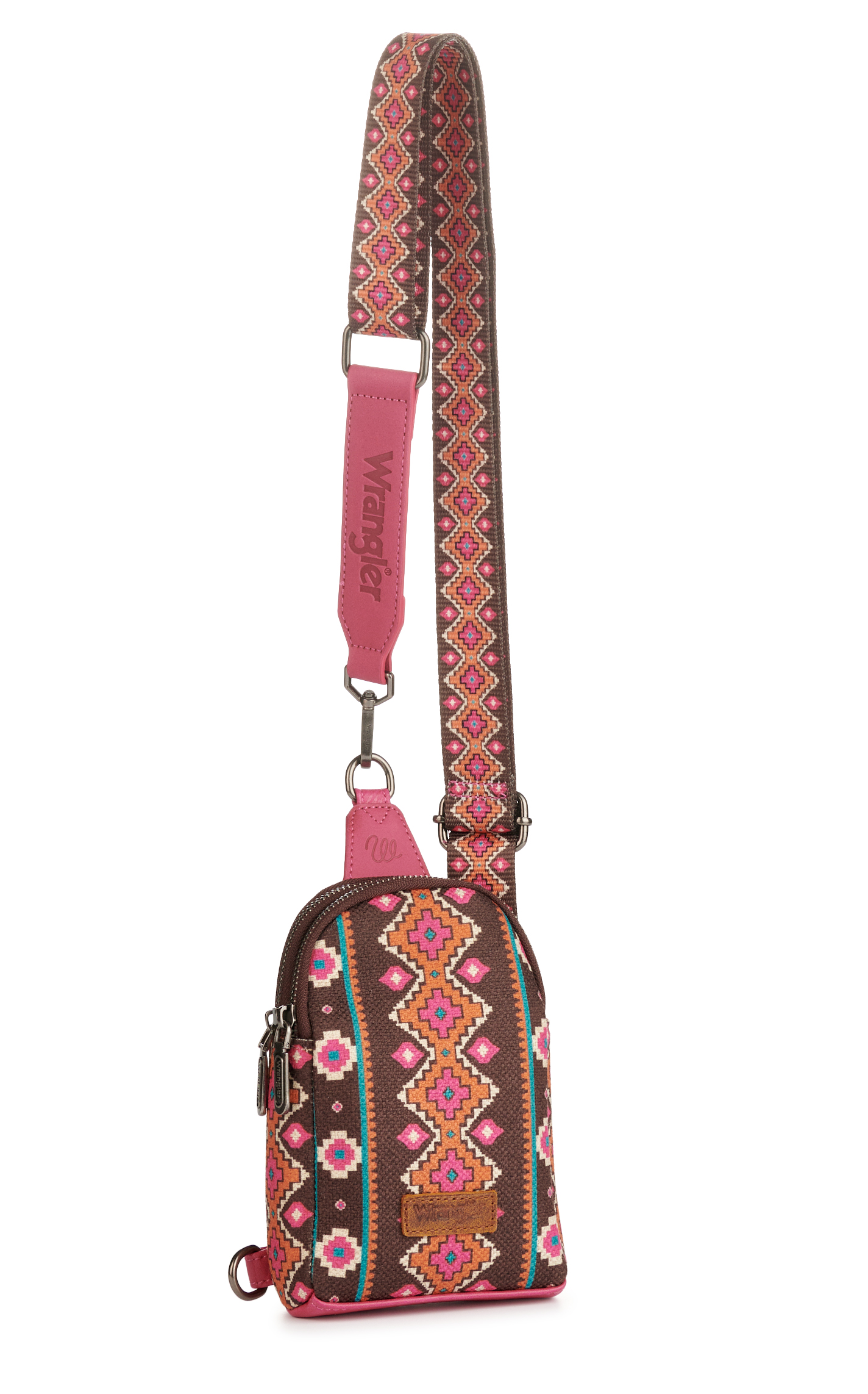Wrangler Hot Pink & Chocolate Aztec Sling Bag  - Image 1