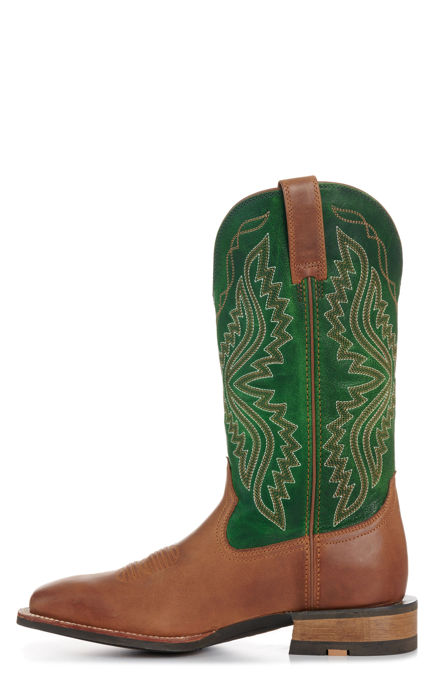 Ariat Men's Wheat Brown Lime TekStep Wide Square Toe Cowboy Boots - Image 1