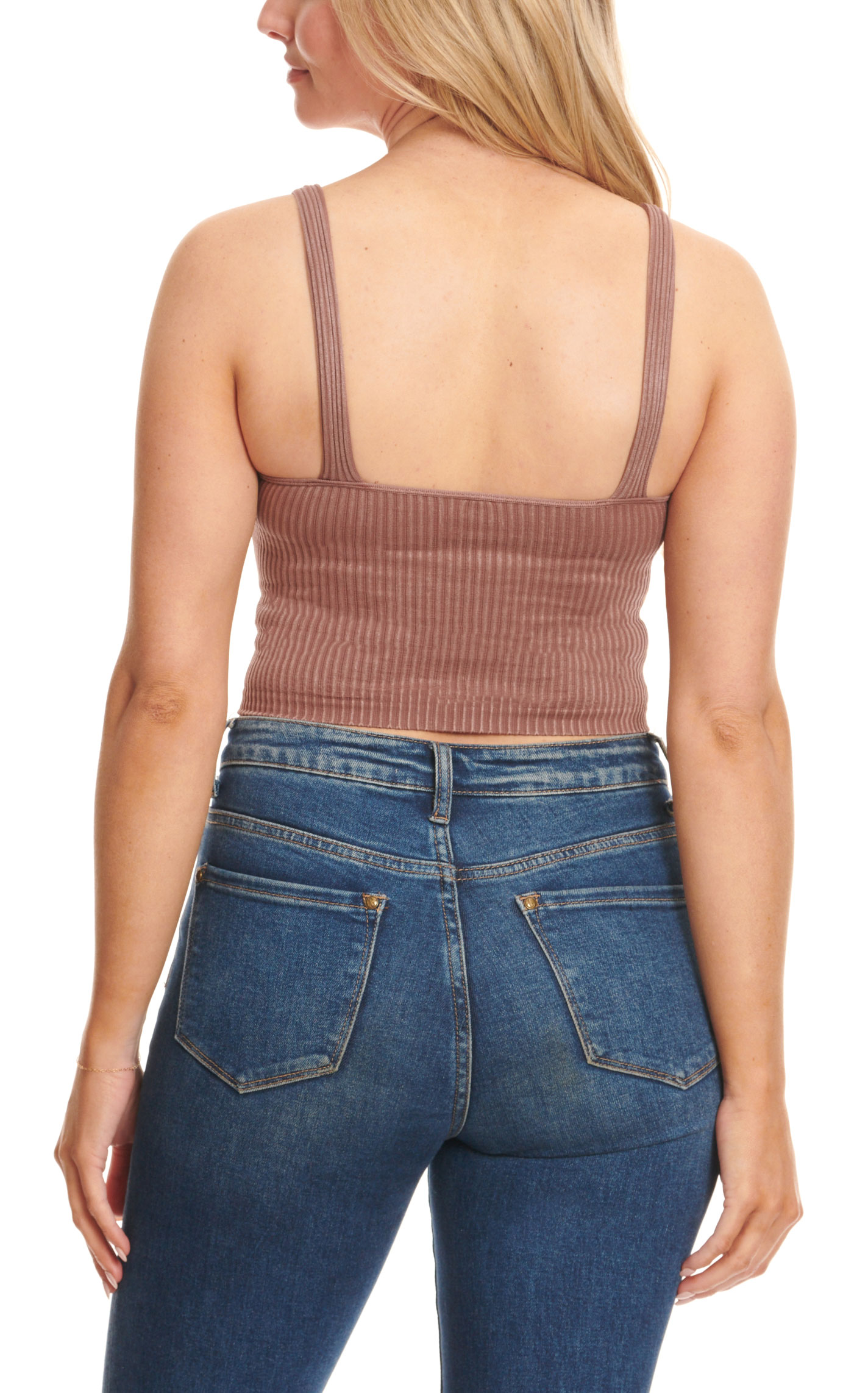 Wishlist Women's Red Bean Ribbed Knit Cropped Cami - Image 3