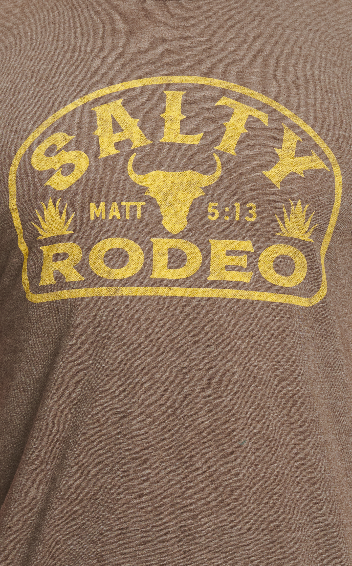 Salty Rodeo Men's Chocolate & Yellow Logo T-Shirt - Image 1