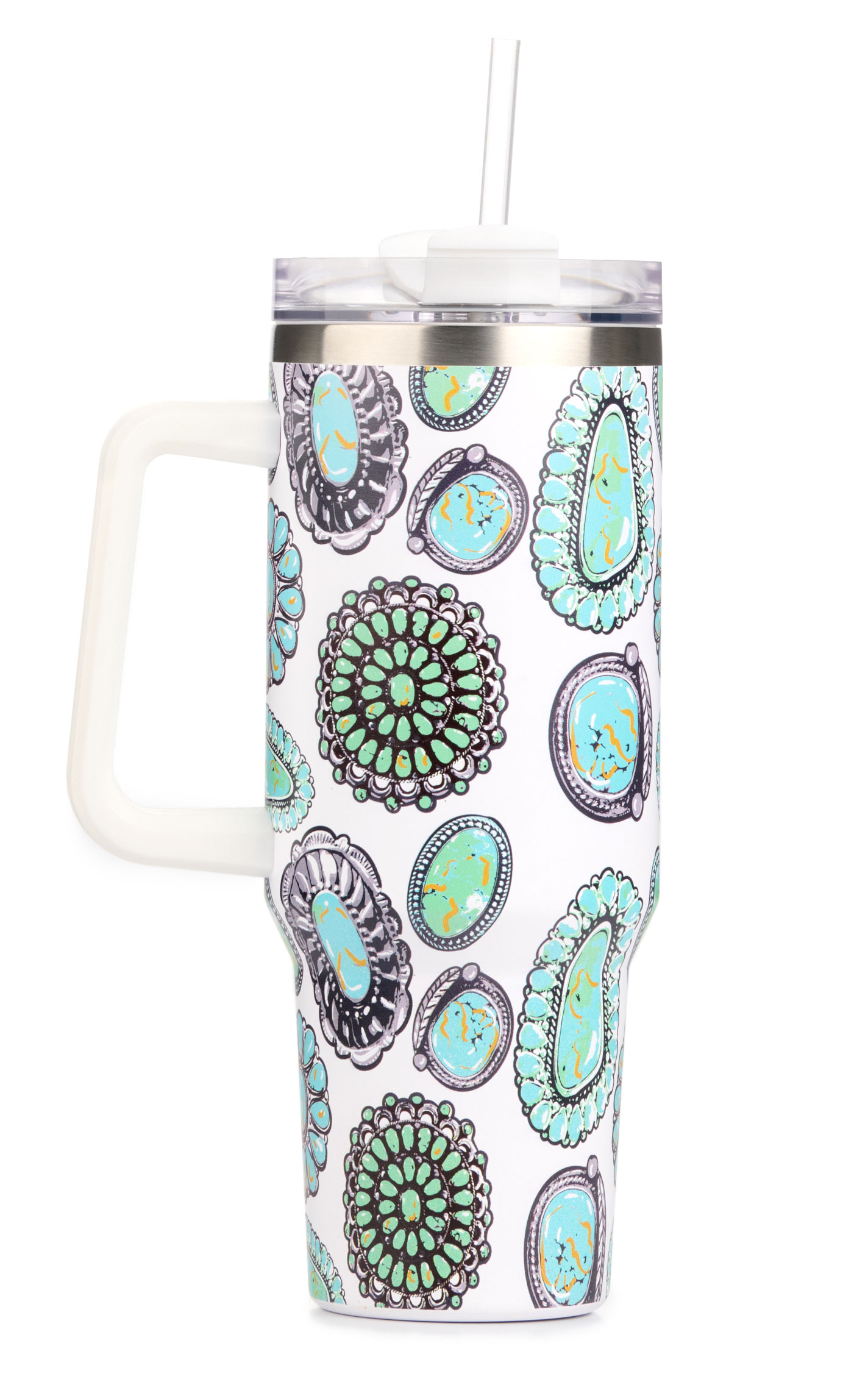 Girlie Girl Originals White & Concho 40 oz. Handled Morgan Tumbler - Image 1