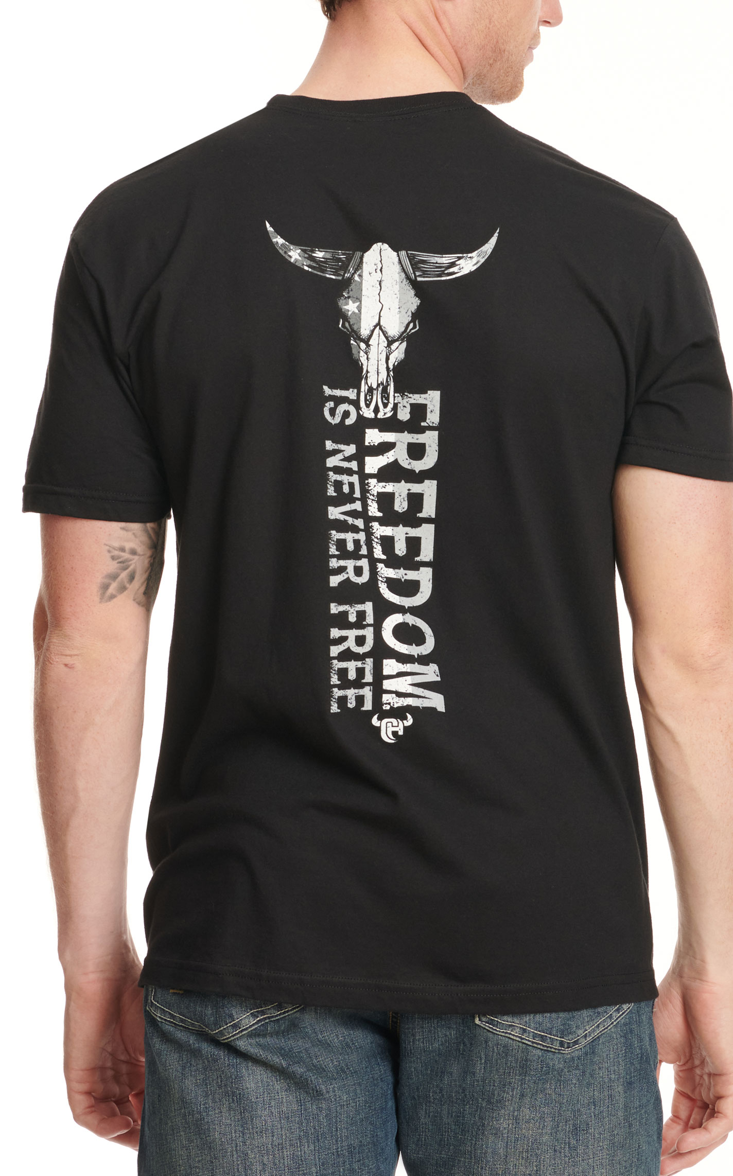 Cowboy Hardware Men's Black Freedom is Never Free Logo Graphic T-Shirt - Image 1