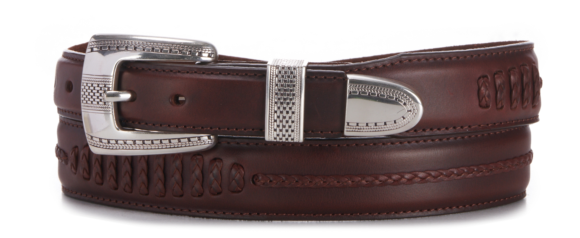 Onyx by Brighton Men's Salina Brown Braided Western Belt - Image 1