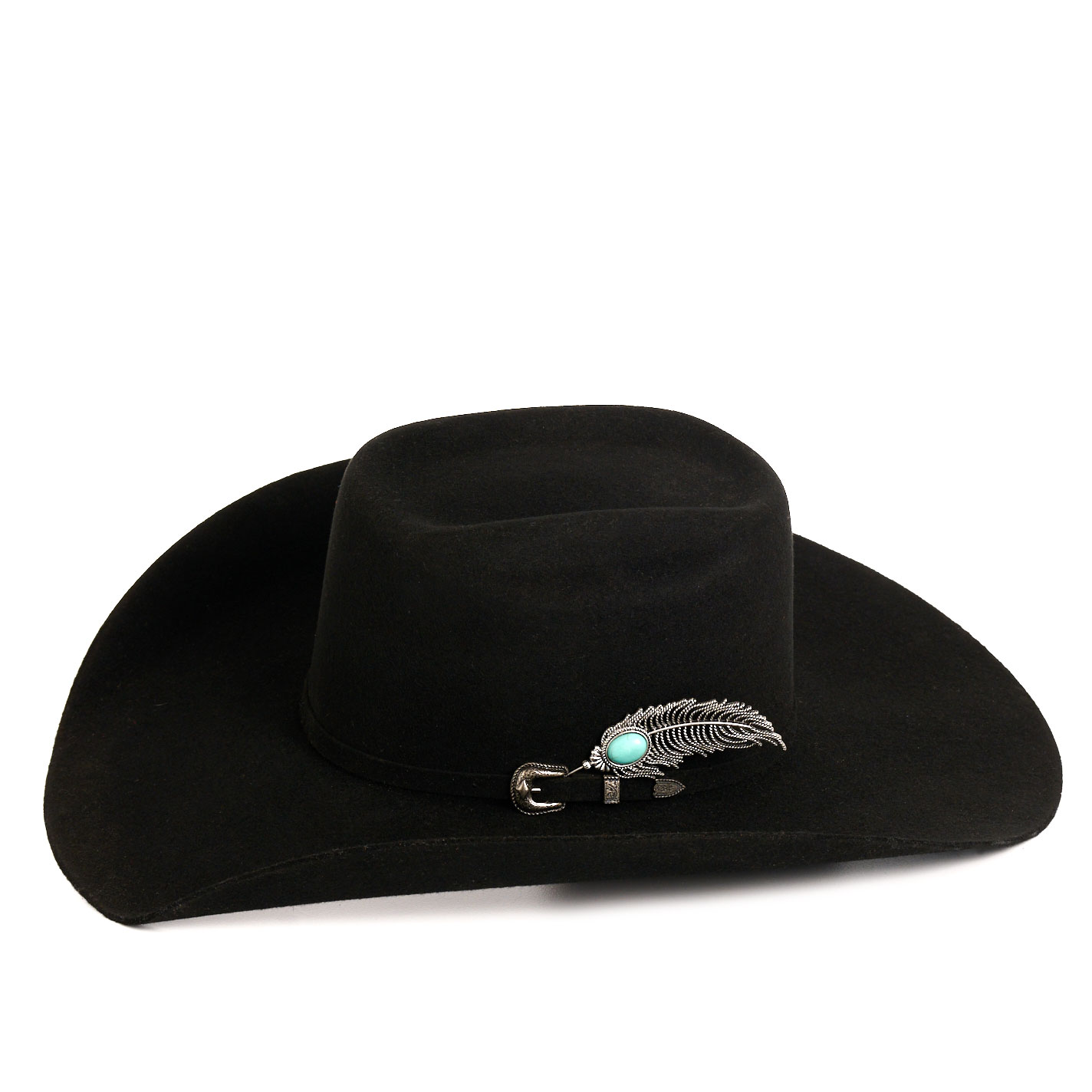 Cowgirl Confetti Glamorous Turquoise Silver Feather Hat Pin - Image 1