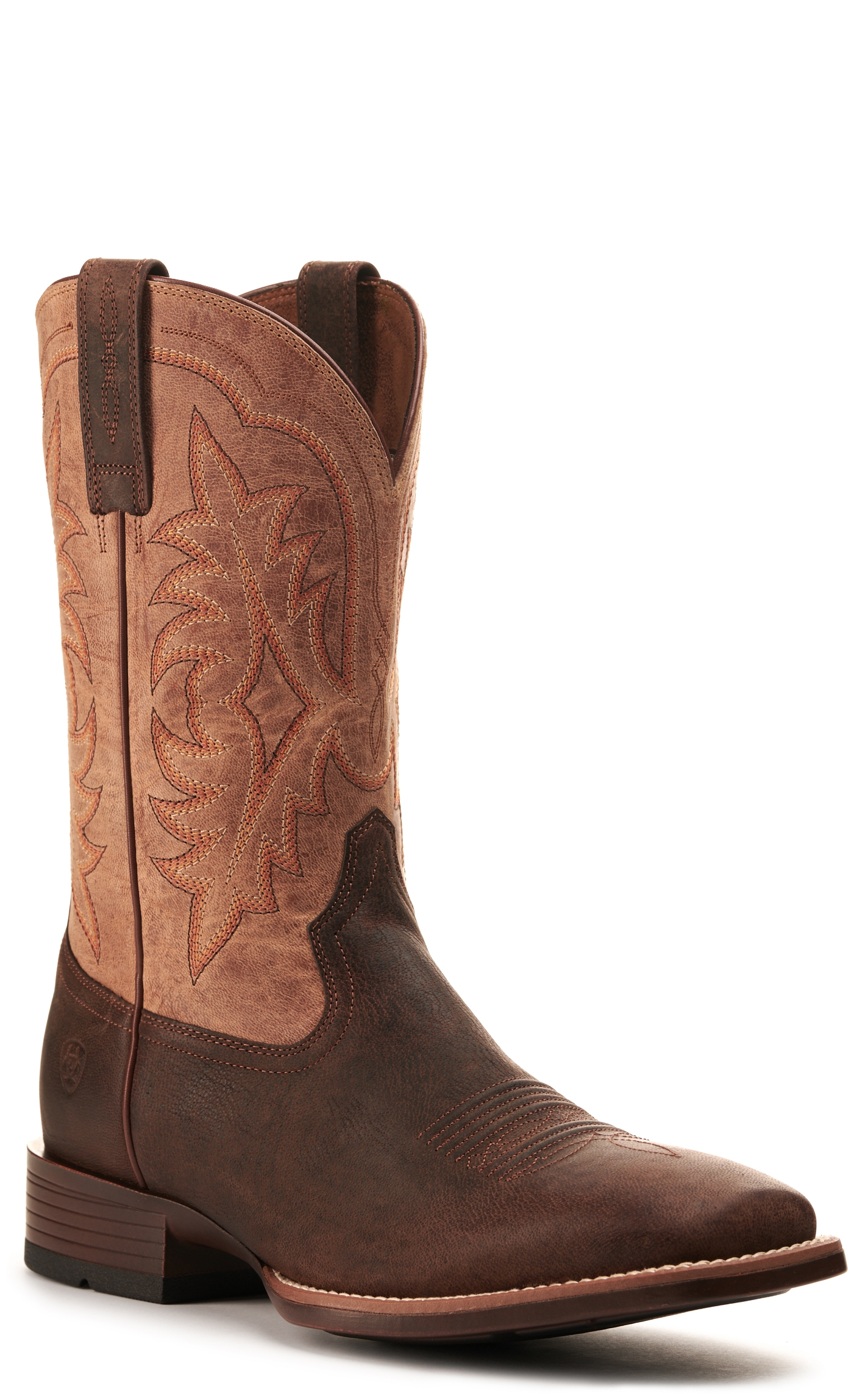 Ariat Men's Ryden Ultra Dark Roast Brown and Weathered Pebble Bantamweight Wide Square Toe Cowboy Boot - Image 1