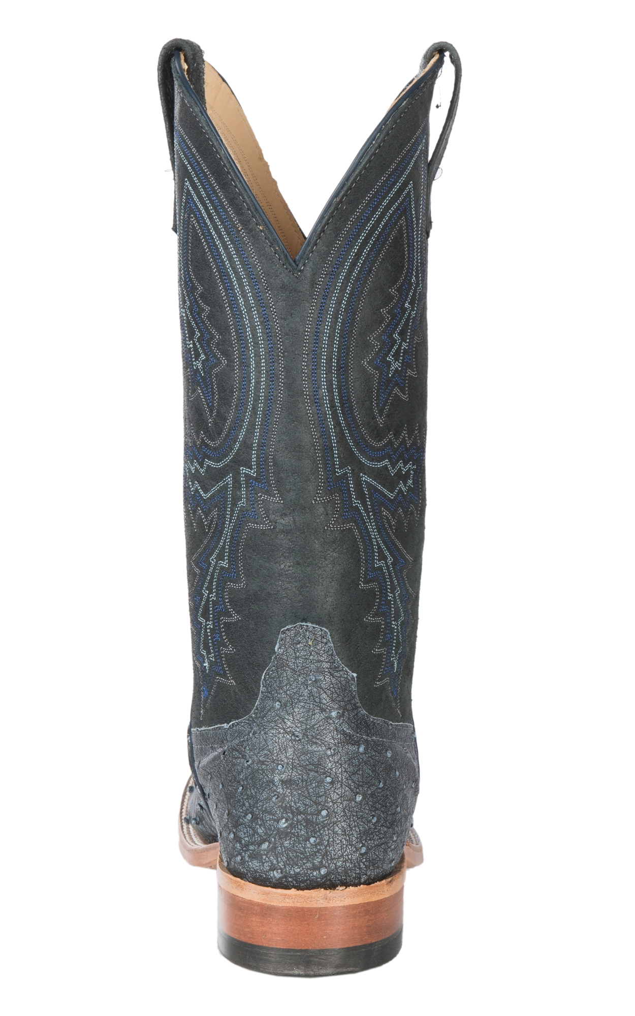 Anderson Bean Men's Black Safari Full Quill Ostrich Wide Square Toe Exotic Cowboy Boots - Image 1