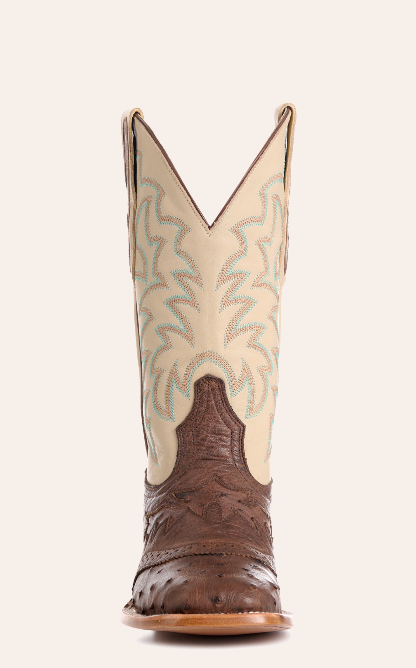 Cavender's Women's Tobacco & Bone Ostrich Wide Square Toe Cowboy Boots - Image 1