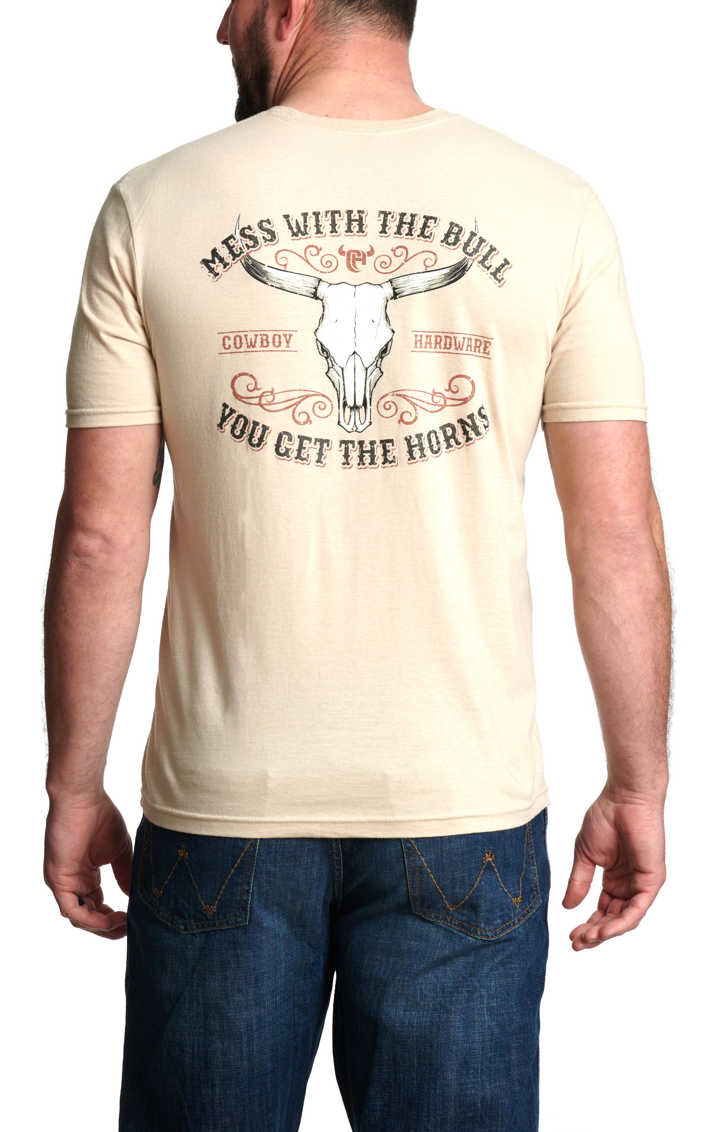 Cowboy Hardware Men's Sand Mess With The Bull Graphic T-Shirt - Image 1