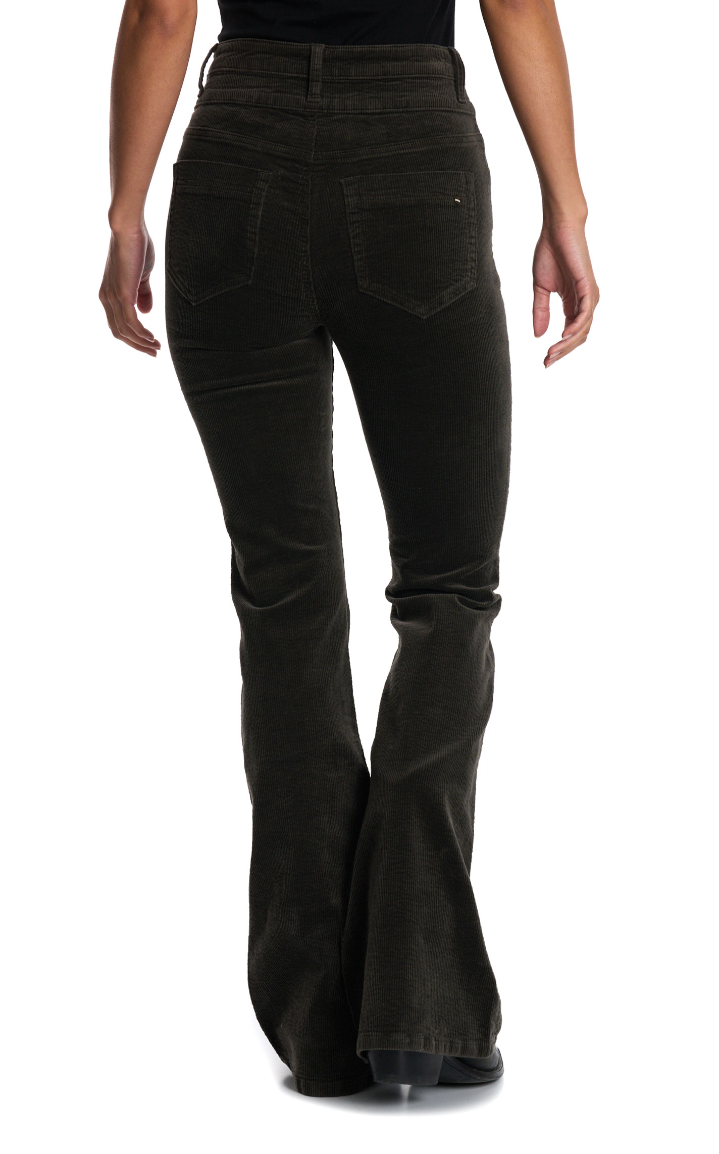 Mica Denim Dark Chocolate Corduroy Flare Leg Jeans - Image 1