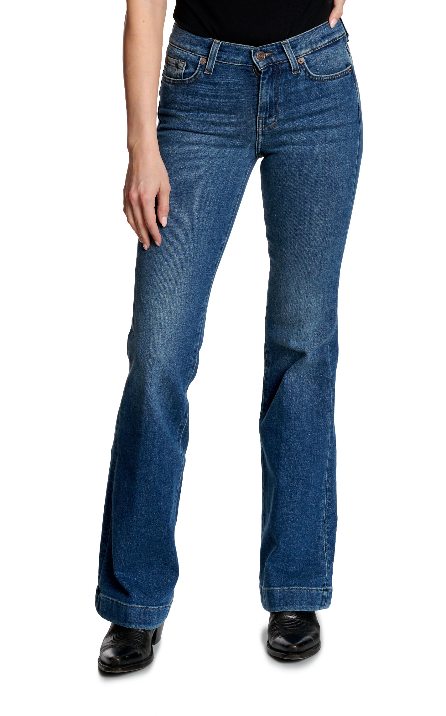 7 for All Mankind Women's Medium-Dark Wash Dojo Bootcut Jeans - Image 1