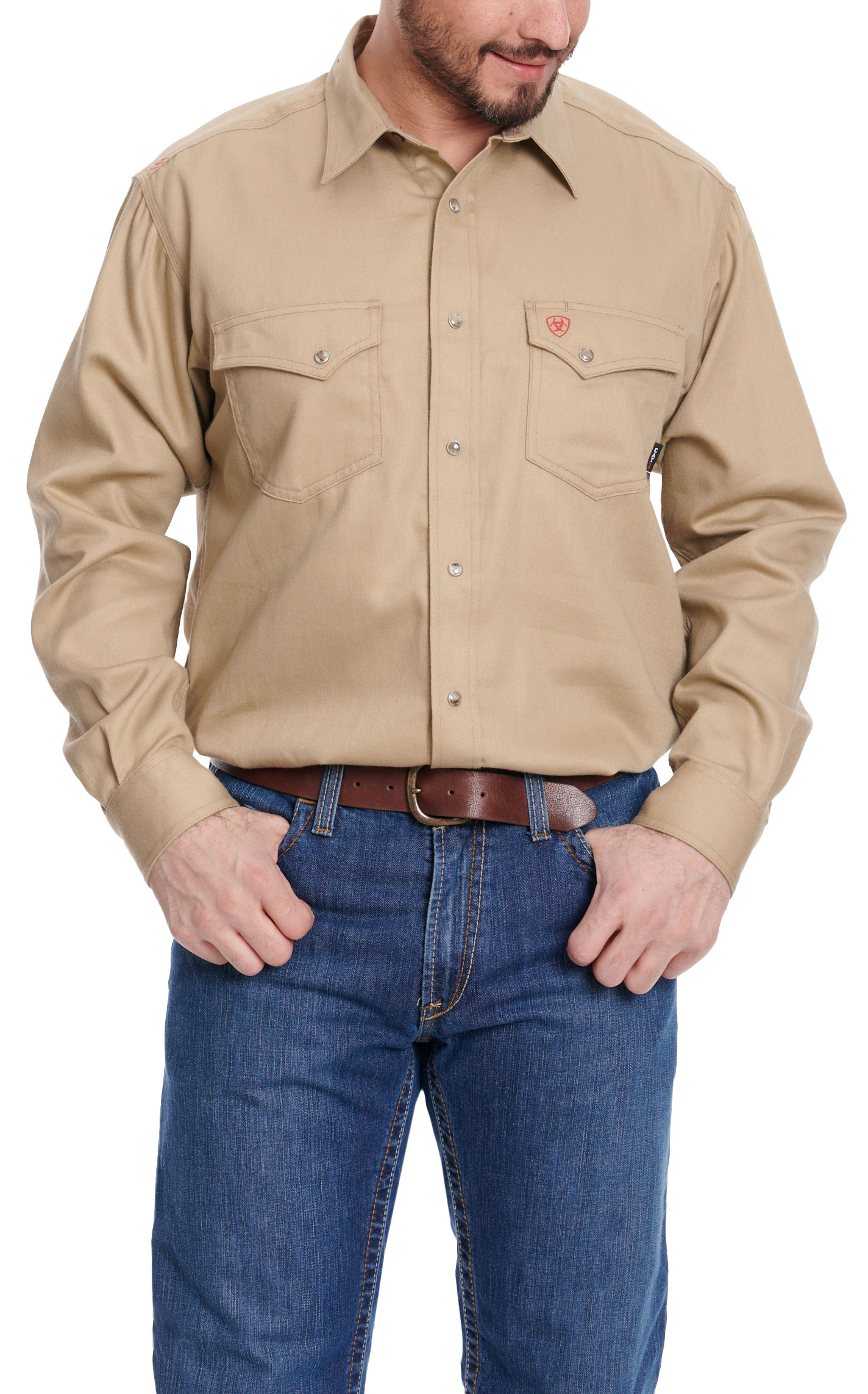 Ariat Men's Khaki Long Sleeve FR Work Shirt - Image 1