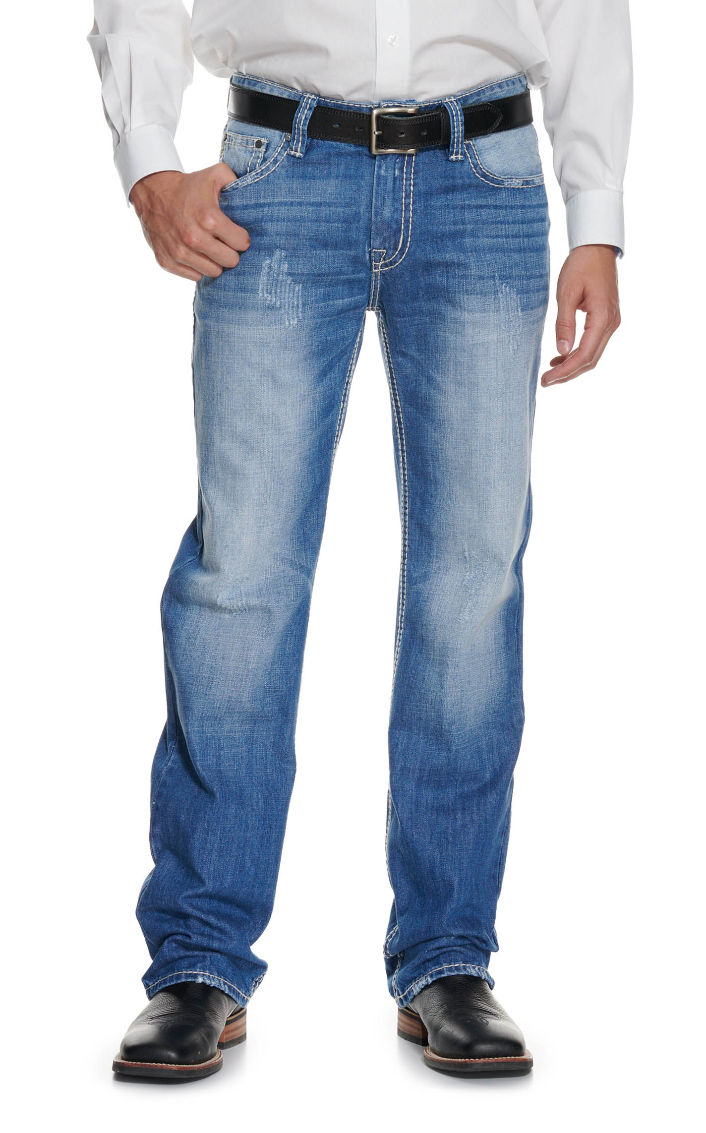 Rock & Roll Denim Men's Double Barrel Medium Wash Relaxed Fit Straight Leg Jean - Image 1