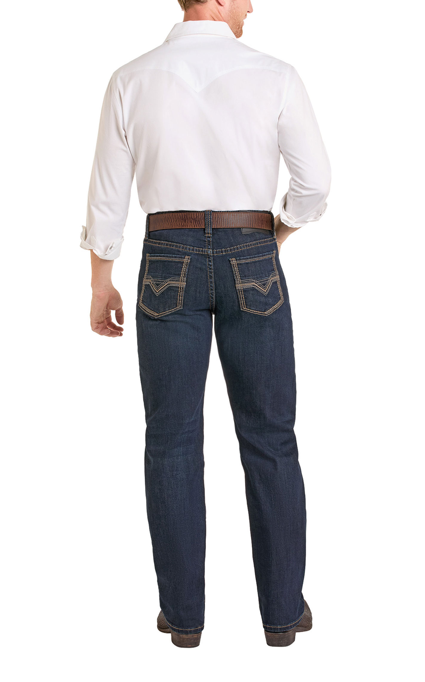 Rock & Roll Denim Men's Bravo Vintage Dark Wash Tapered Bootcut Jeans - Image 1