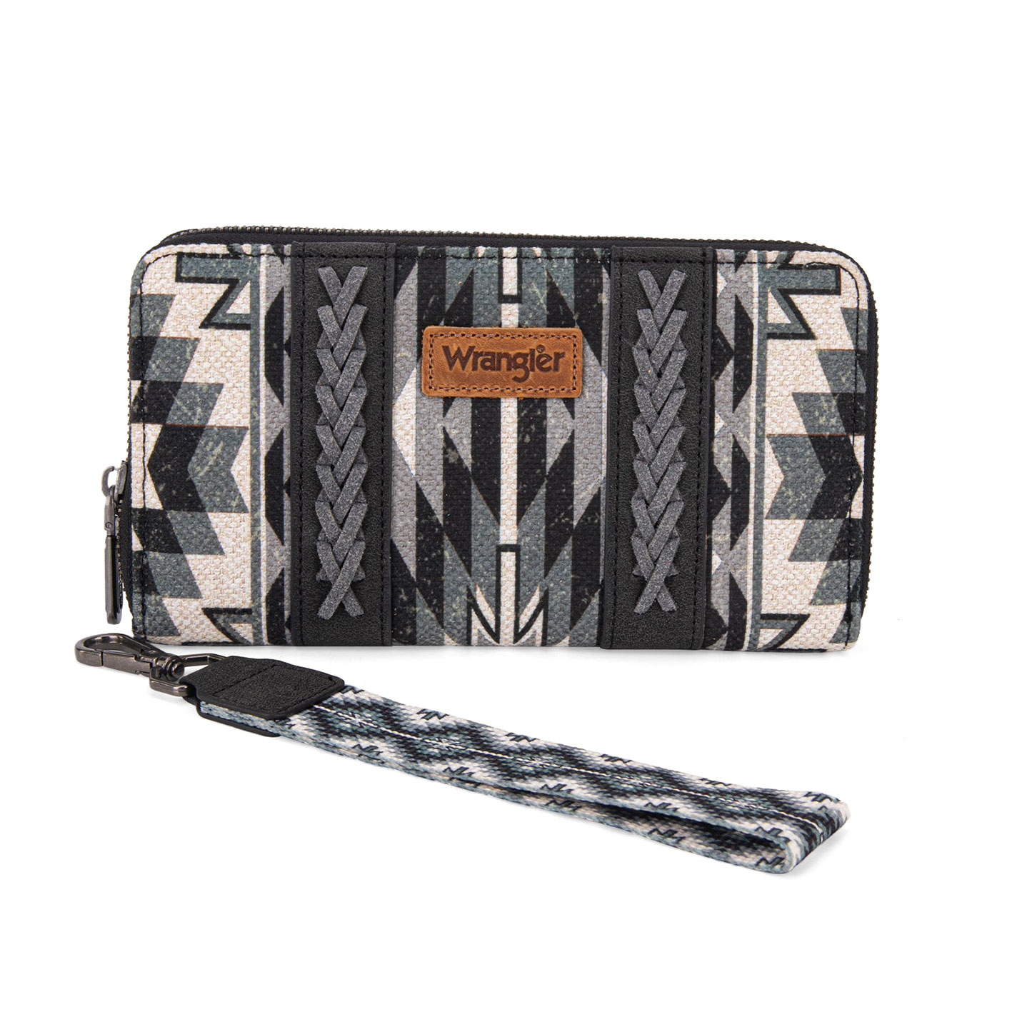 Wrangler Black & Gray Aztec Long Wristlet Wallet - Image 1
