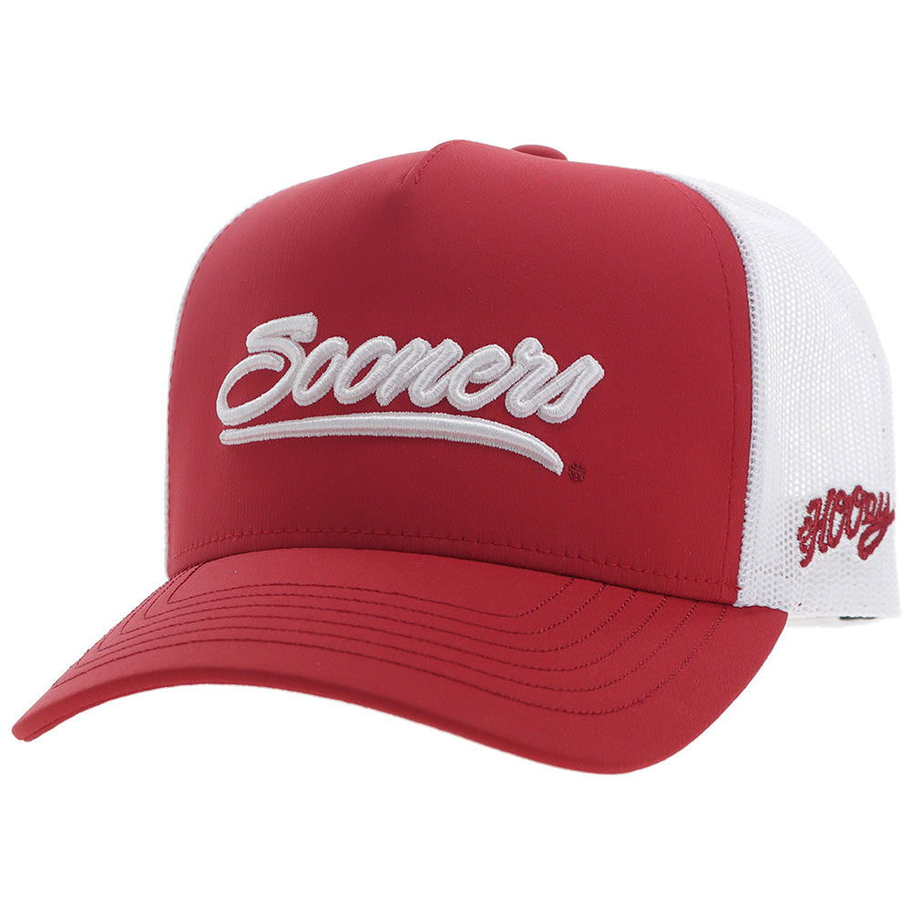 Hooey Collegiate Collection Crimson & White OU Boomer Sooner Patch Curved Bill Cap - Image 1
