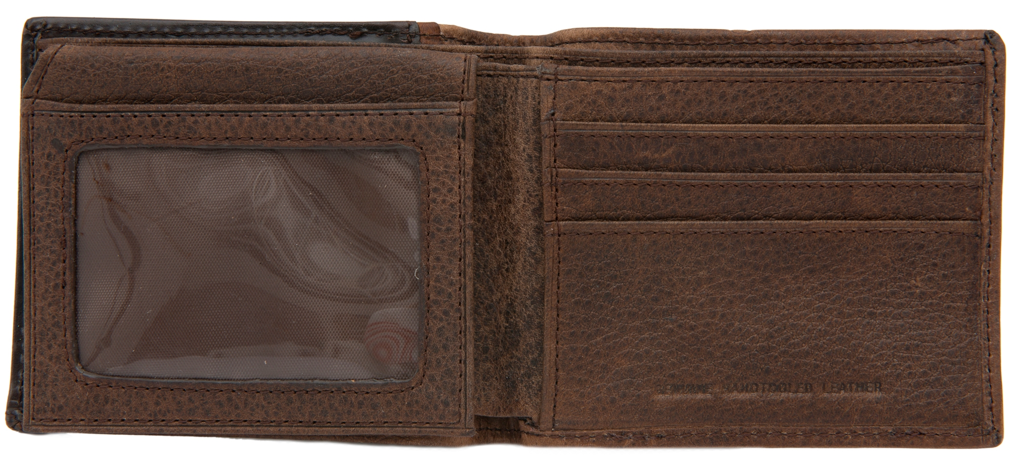 Ranger Belt Company Men's Distressed Brown with Dark Tooling & Cross Inlay Bi-fold Wallet - Image 1