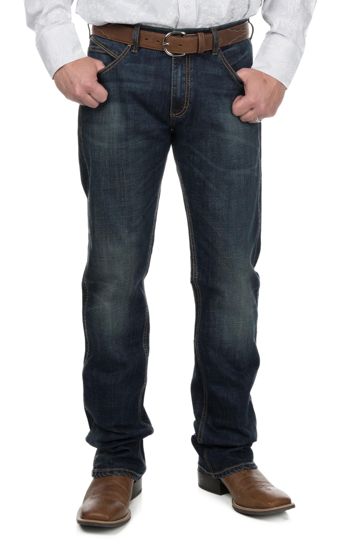 Wrangler Retro Men's Bozeman Dark Wash Slim Fit Straight Leg Jeans - Image 1