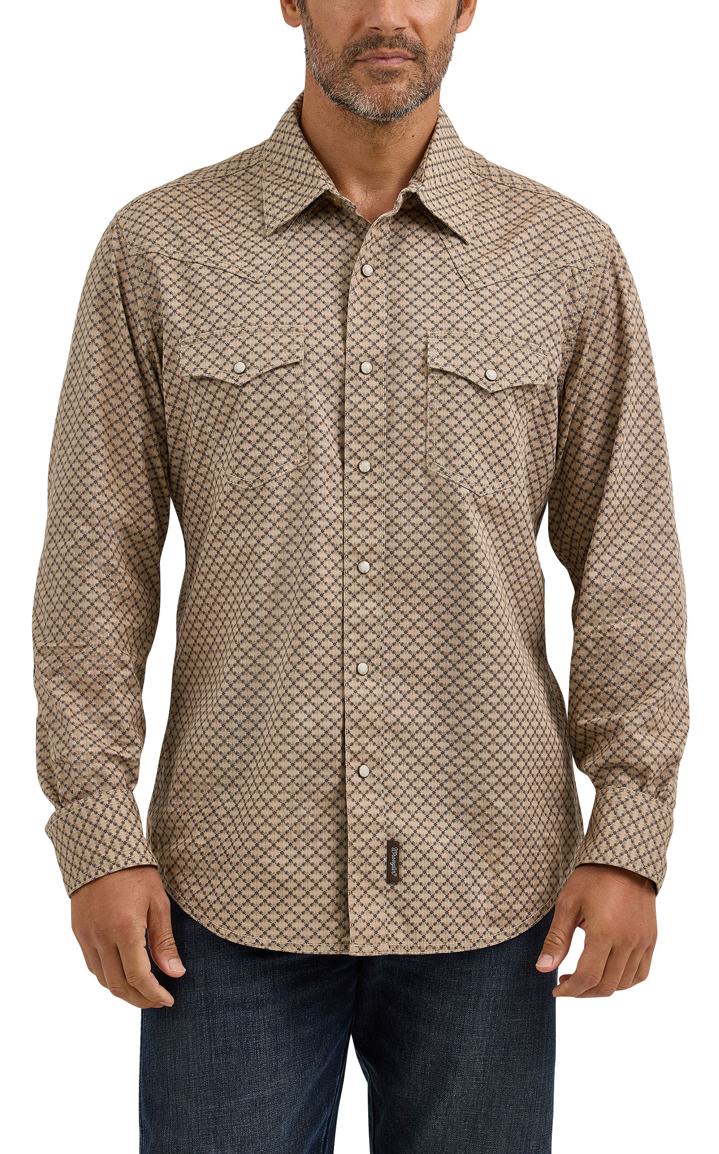 Wrangler Retro Men's Brown Geo Print Western Shirt - Image 1