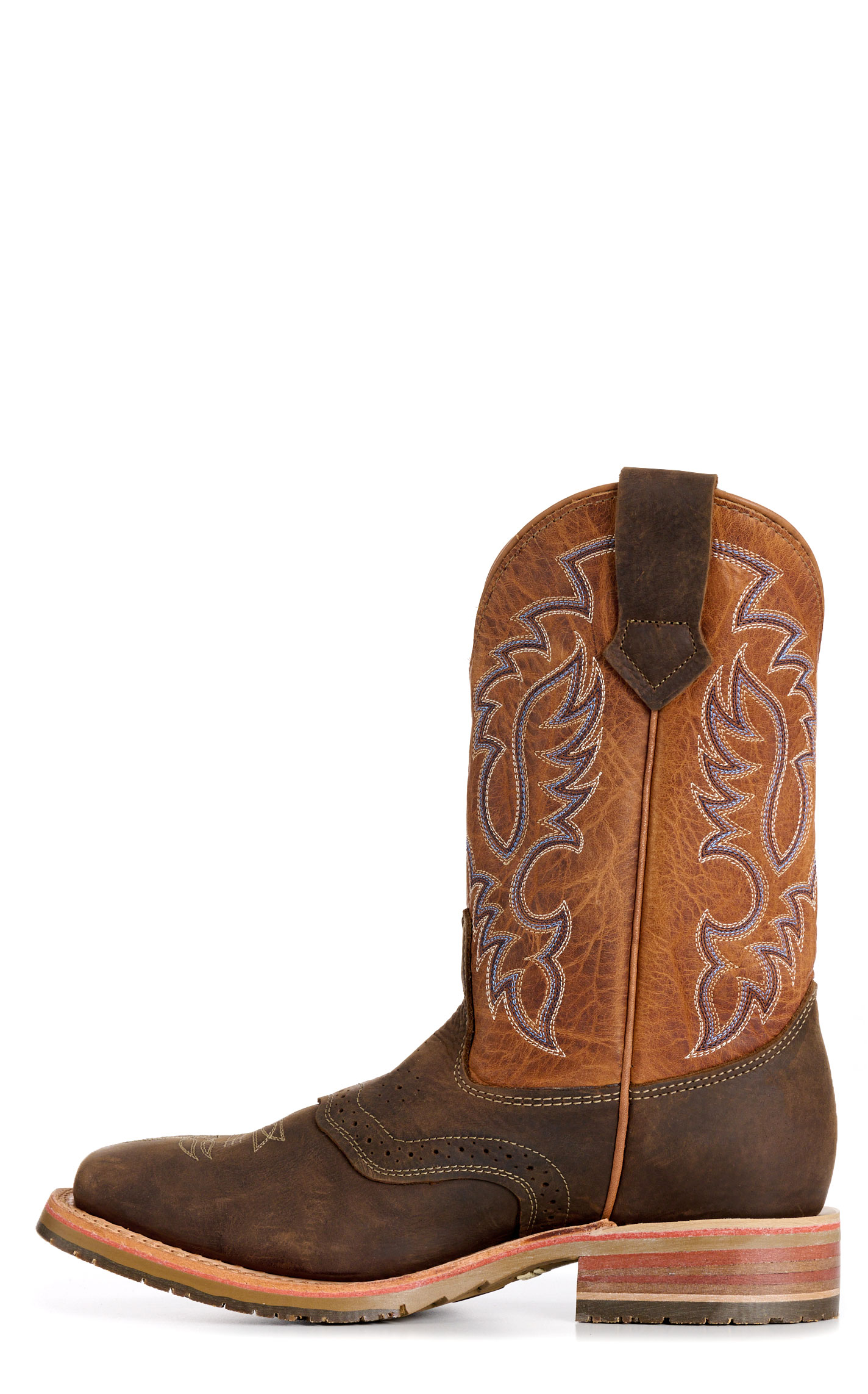 Double H Men’s Almond Barnyard Camel ICE Collection Leather Square Toe Cowboy Boots - Image 1