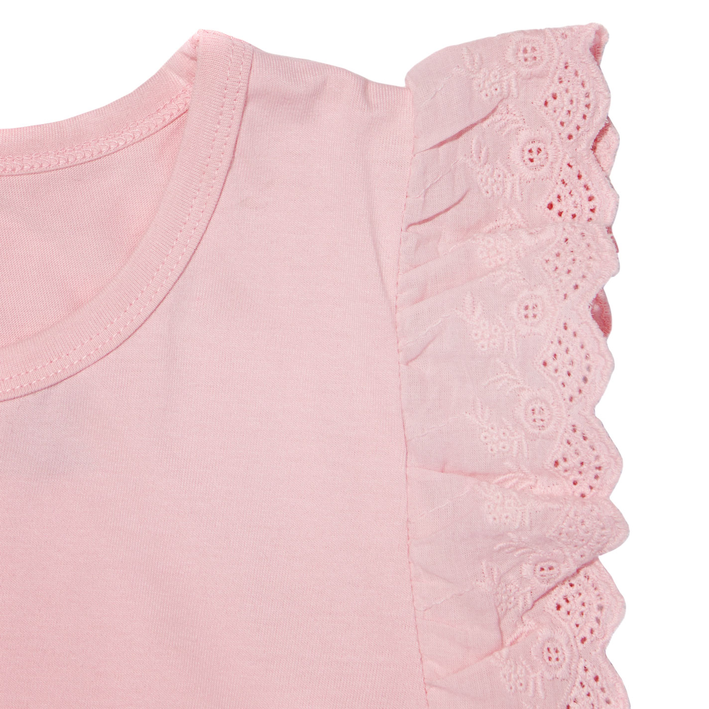Rockin C Girl's Pink Eyelet Flutter Sleeve Top - Image 1