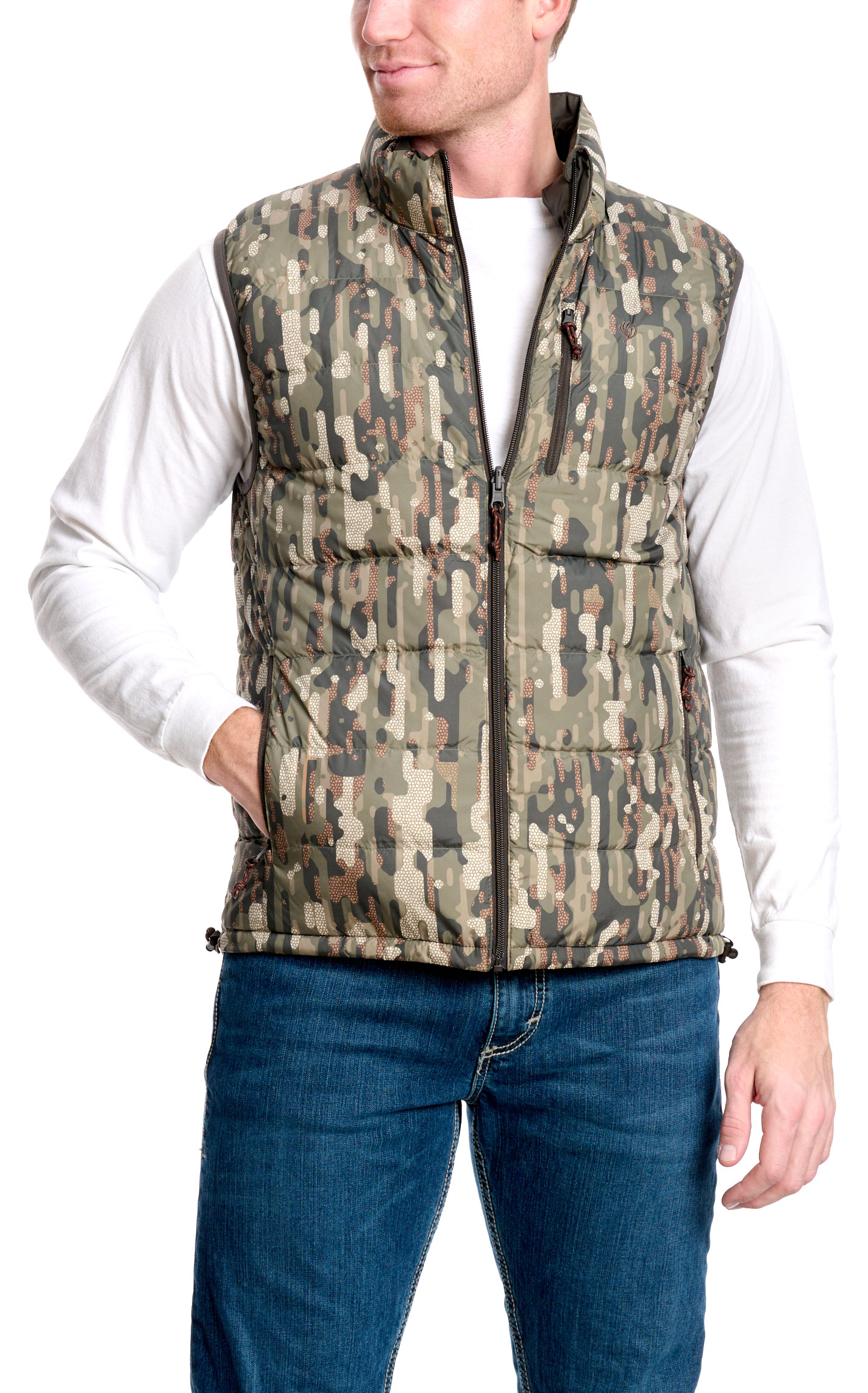 Duck Camp Men's Raven Camo Reversible Dry-Down Vest - Image 1